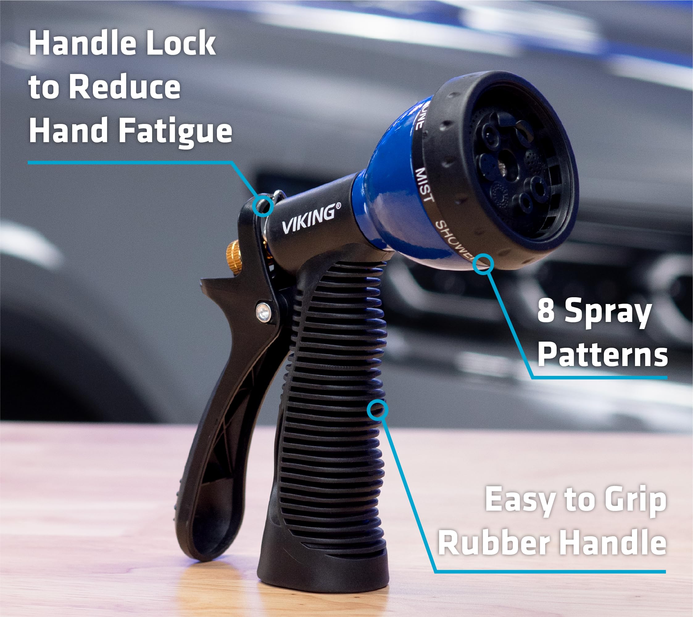 VIKING 5 Piece Car Cleaning Kit with Hose Nozzle, Microfiber Cleaning Cloth, Long Handle Car Wash Brush, Lug Nut, Interior Leather Brush - Image 7