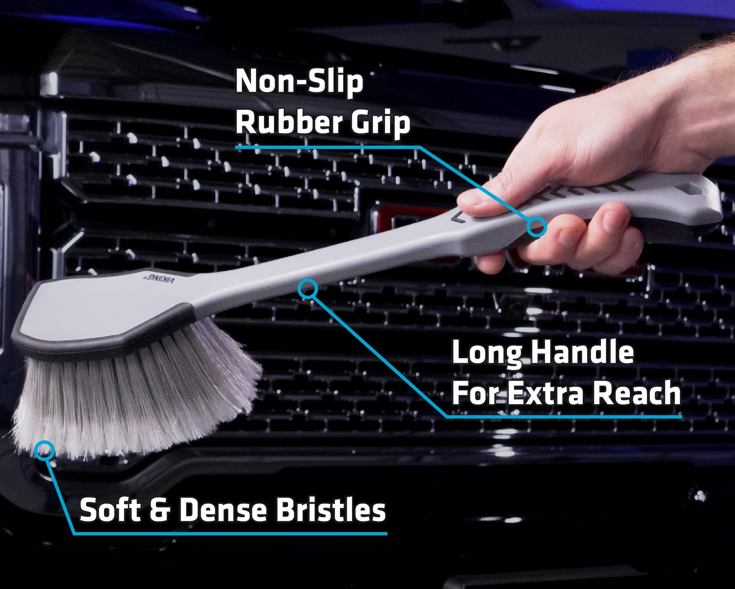 VIKING 5 Piece Car Cleaning Kit with Hose Nozzle, Microfiber Cleaning Cloth, Long Handle Car Wash Brush, Lug Nut, Interior Leather Brush - Image 9