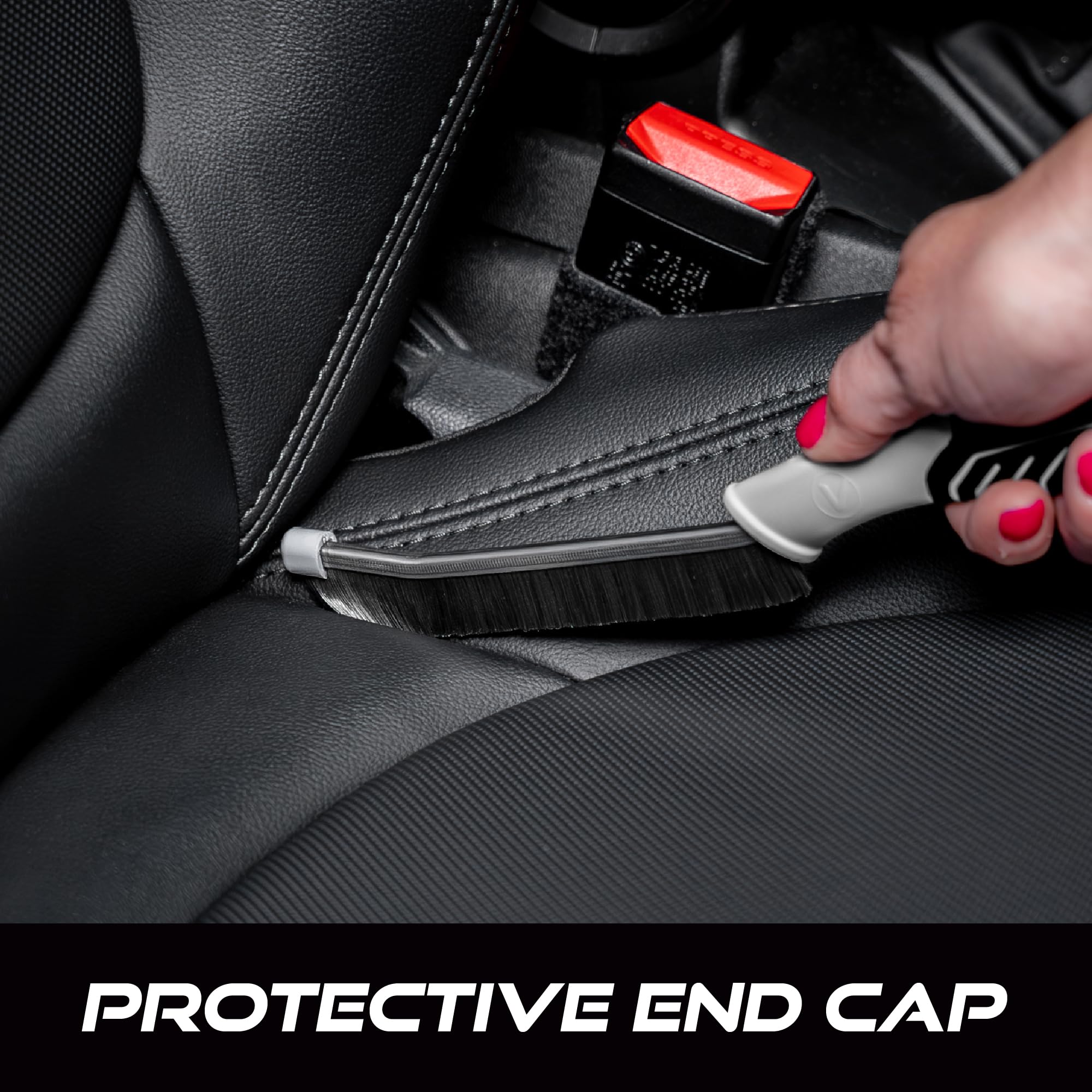 VIKING Car Detailing Brush Set for Car Cleaning Kit, Multi-Purpose Interior Car Cleaner Brush Set for Interior Detail, Includes Medium Bristles and Stiff Bristles, 4 Pack, Black/White - Image 3