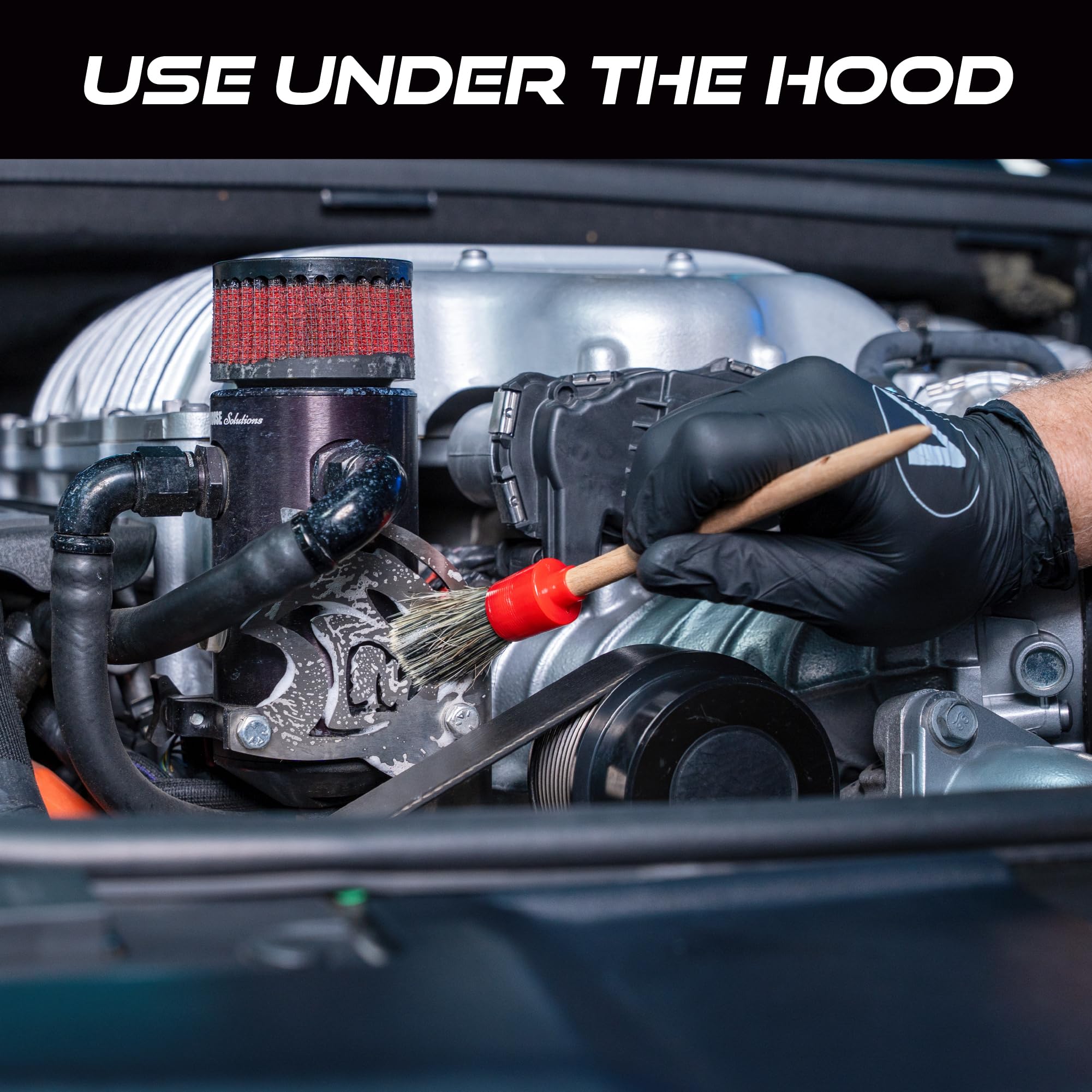 VIKING Car Detailing Brush Set for Car Cleaning Kit, Super-Soft Bristles for Exterior Detail, Includes Small, Medium, and Large Diameter Brush Heads, 3 Pack, Red - Image 5