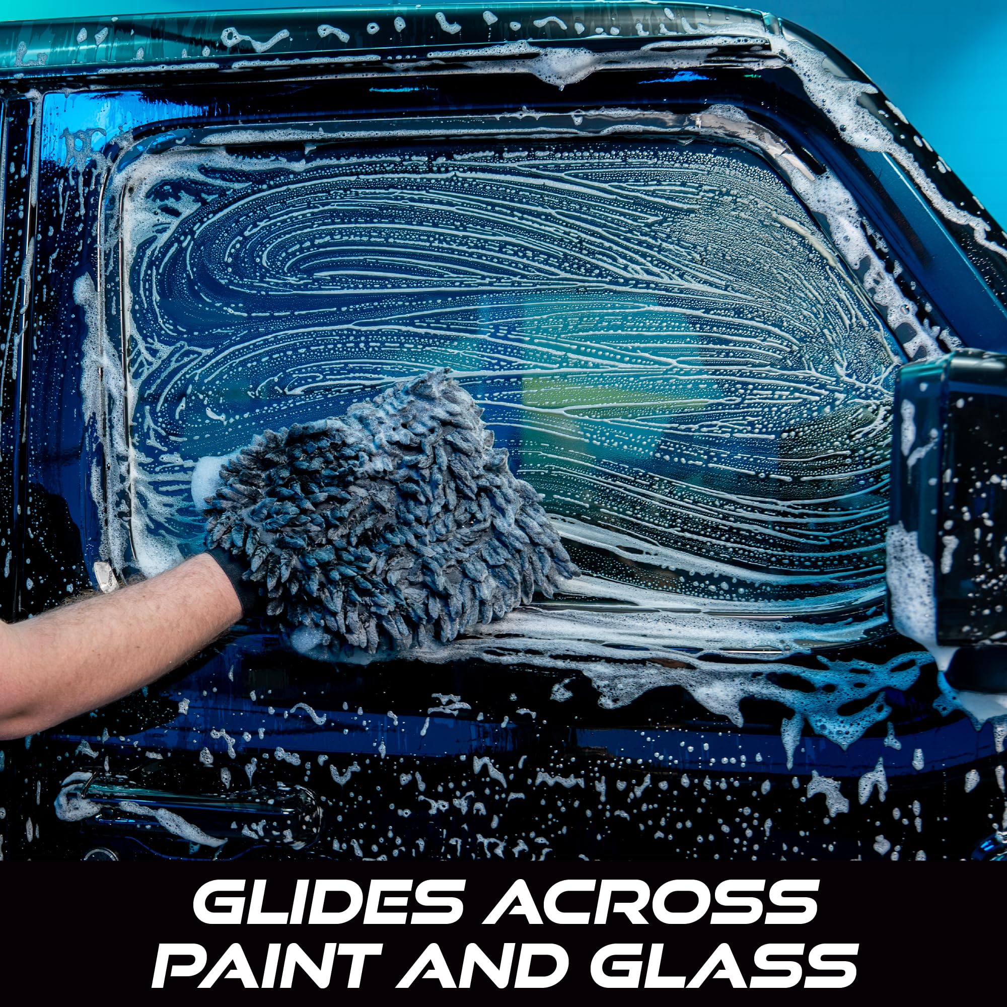 VIKING Car Wash Mitt, Microfiber for Car Cleaning, Premium Chenille, Black, 10 inch x 8 inch, 2 Pack - Image 3