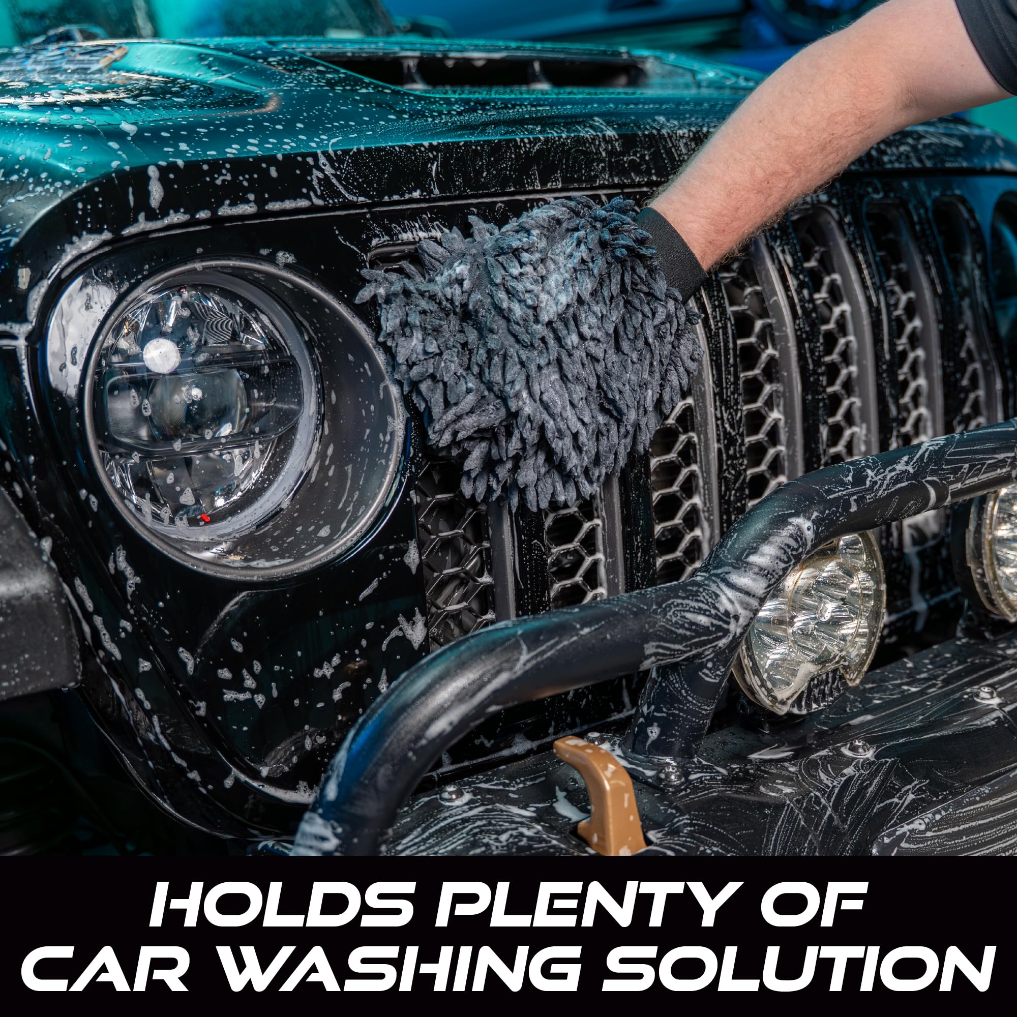 VIKING Car Wash Mitt, Microfiber for Car Cleaning, Premium Chenille, Black, 10 inch x 8 inch, 2 Pack - Image 4