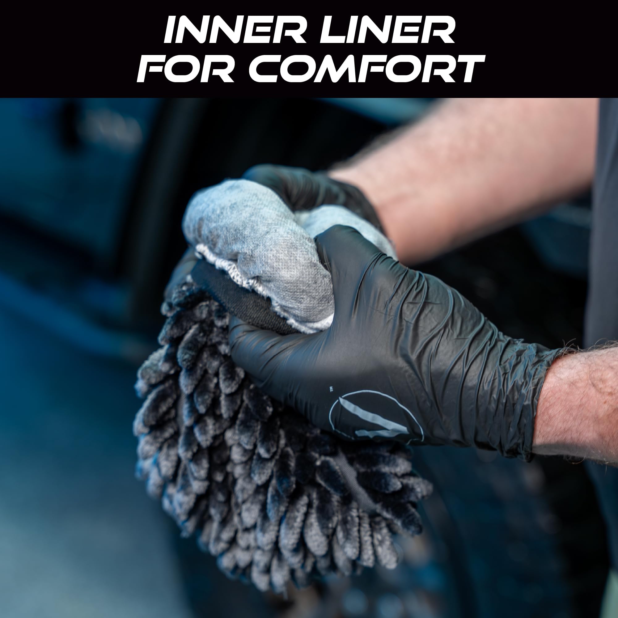 VIKING Car Wash Mitt, Microfiber for Car Cleaning, Premium Chenille, Black, 10 inch x 8 inch, 2 Pack - Image 5