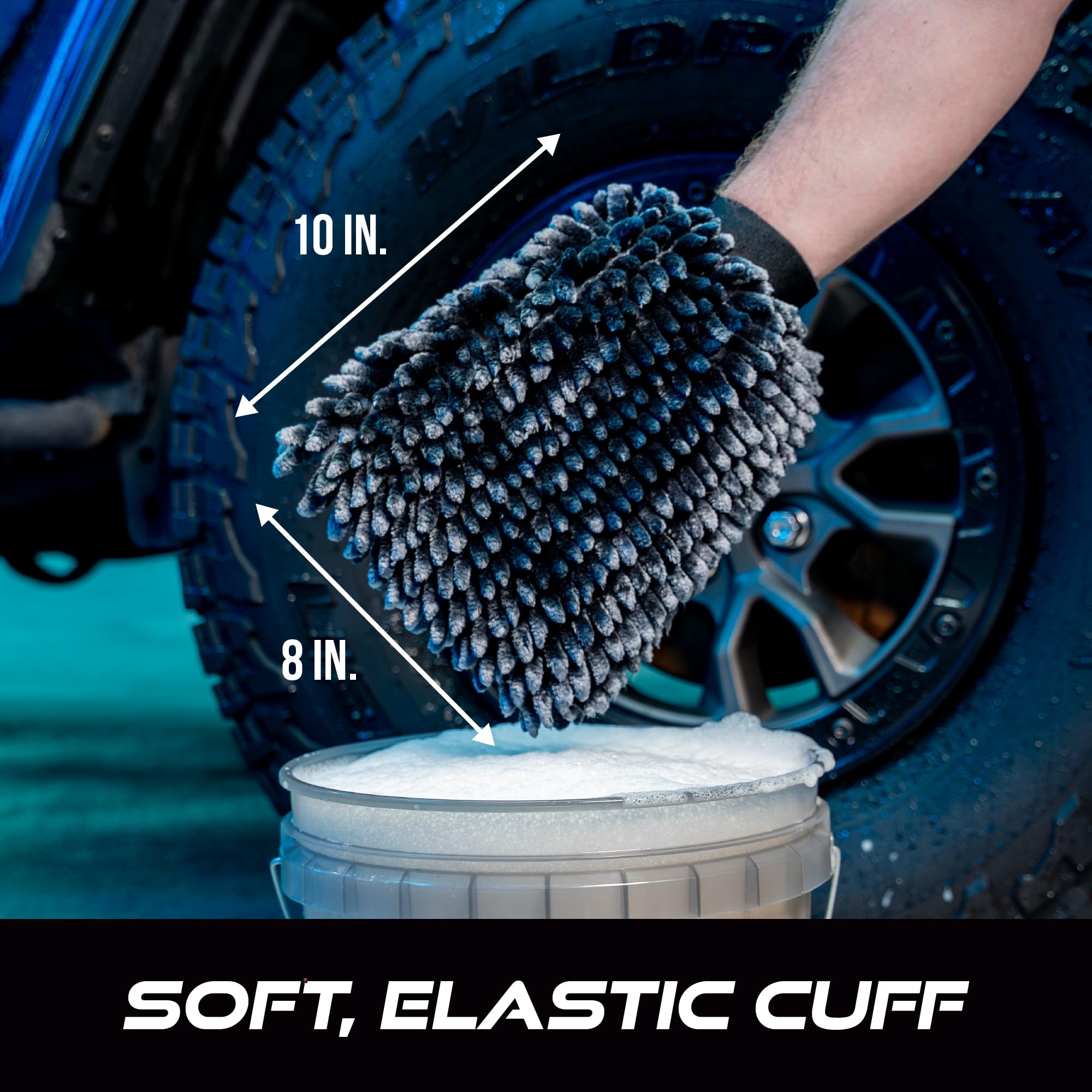 VIKING Car Wash Mitt, Microfiber for Car Cleaning, Premium Chenille, Black, 10 inch x 8 inch, 2 Pack - Image 6