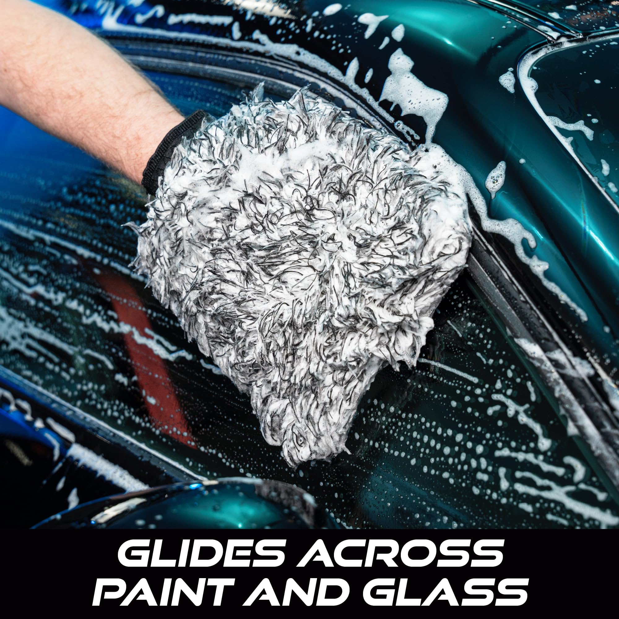 VIKING Car Wash Mitt, Premium Microfiber for Car Cleaning, Black and White, 10 inch x 8 inch, 2 Pack - Image 4