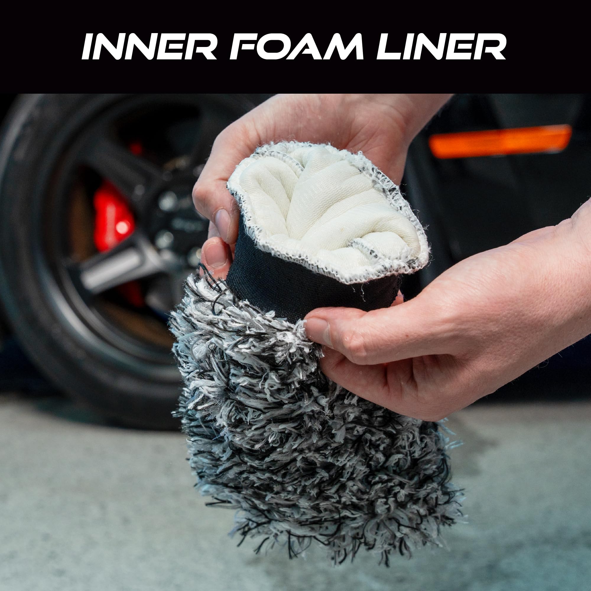 VIKING Car Wash Mitt, Premium Microfiber for Car Cleaning, Black and White, 10 inch x 8 inch, 2 Pack - Image 5