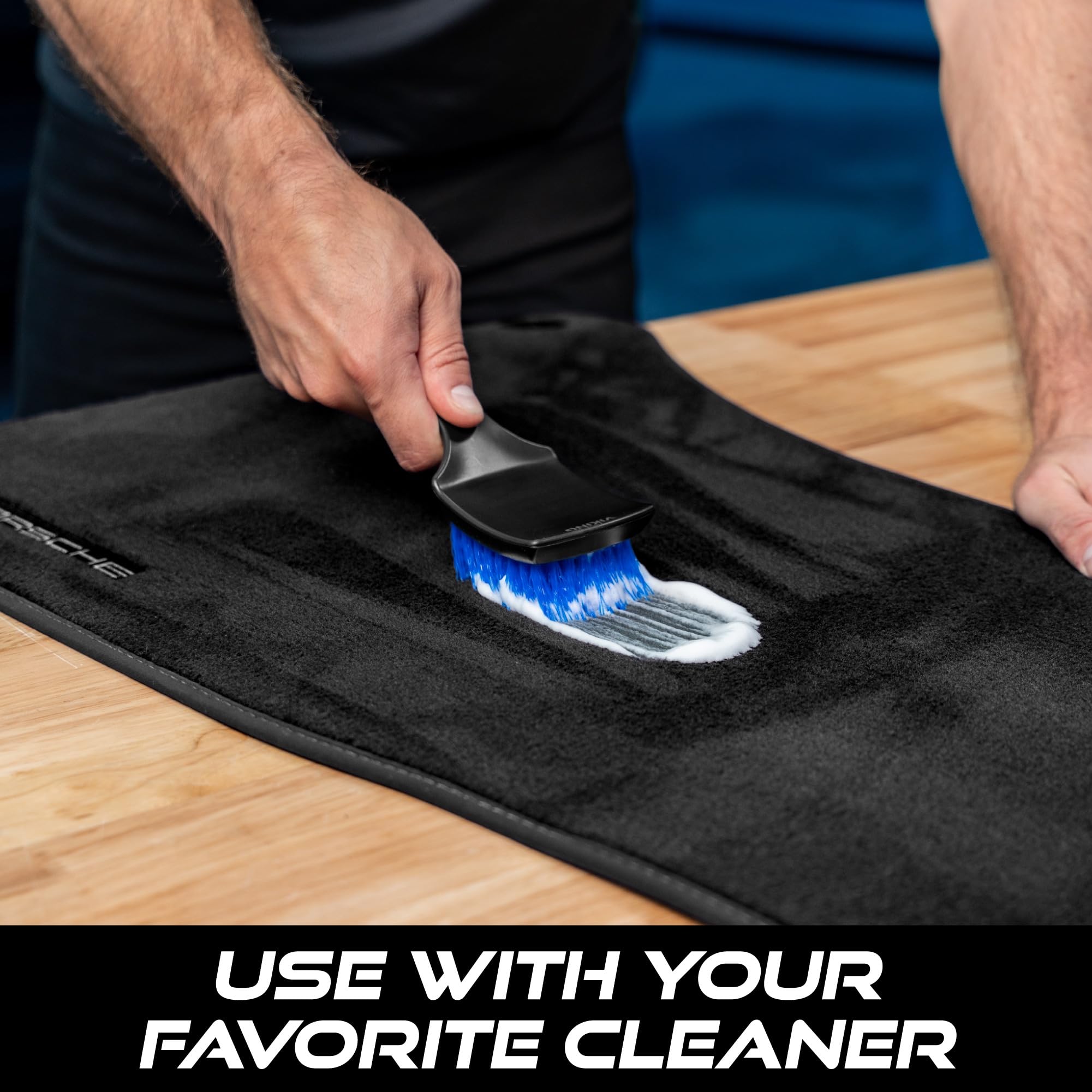 Viking Carpet Cleaning and Scrub Brush for Floor Mats, Cleaning Brush for Car Interior and Home, Black and Blue, 8.3 inch x 2.5 Inch - Image 3