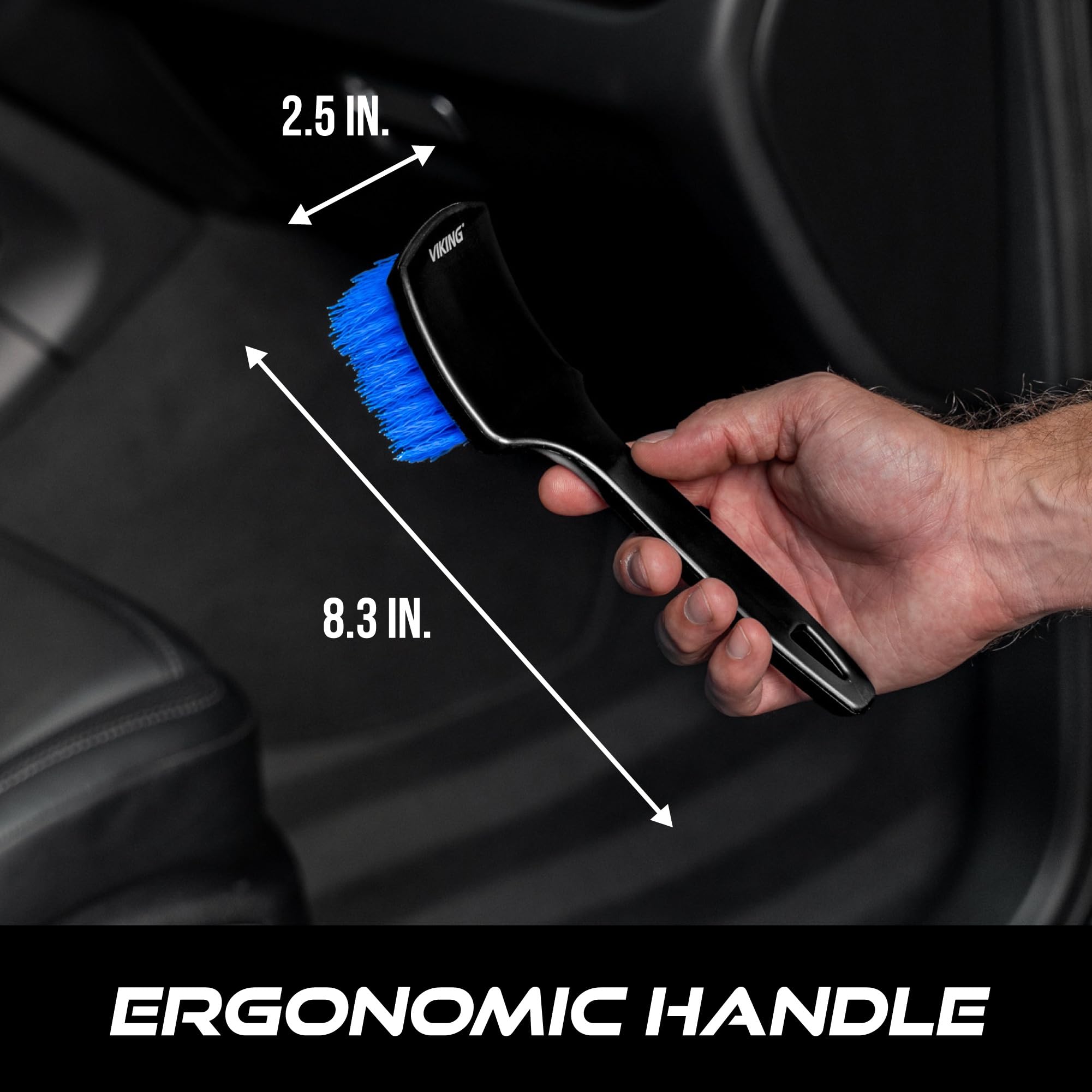 Viking Carpet Cleaning and Scrub Brush for Floor Mats, Cleaning Brush for Car Interior and Home, Black and Blue, 8.3 inch x 2.5 Inch - Image 6