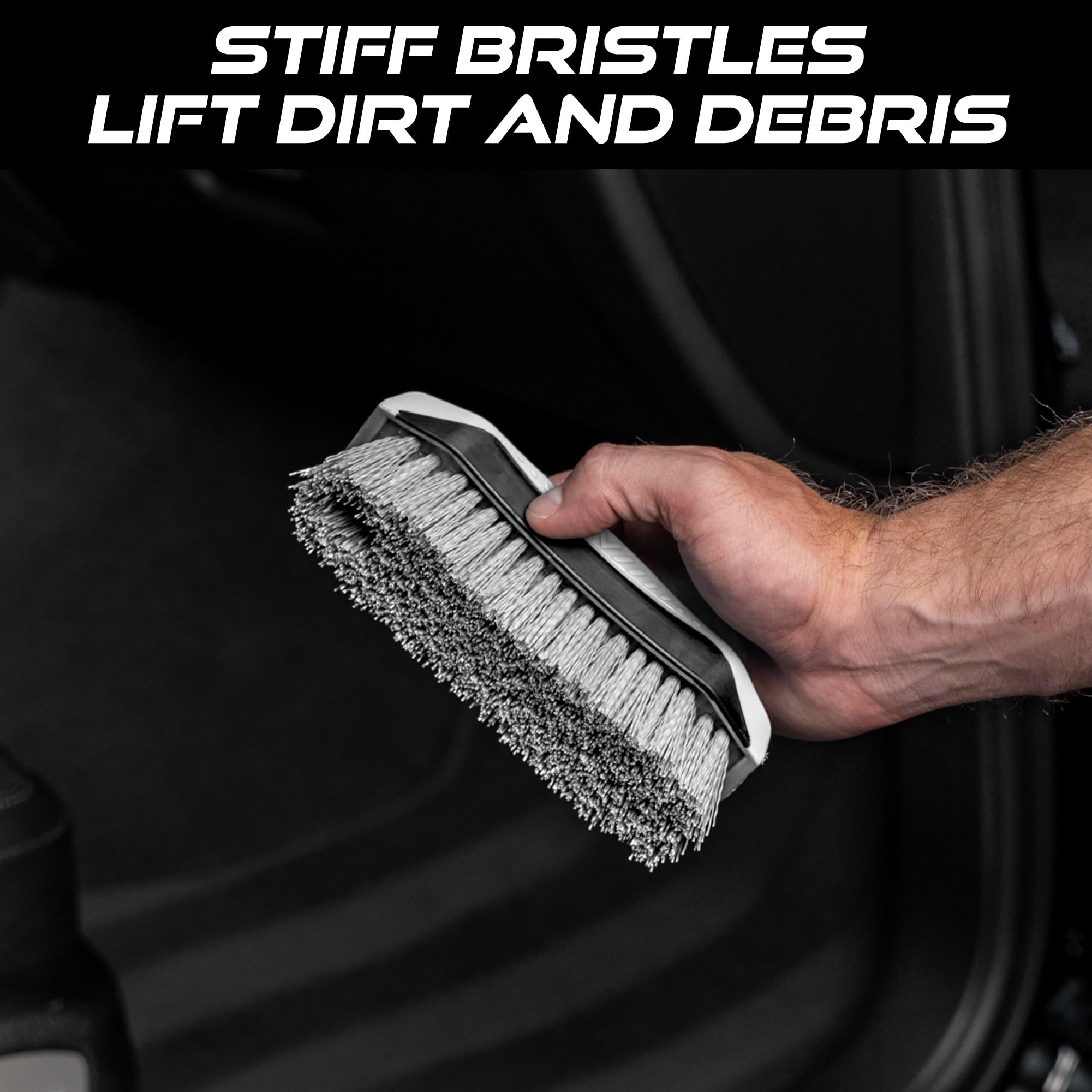 VIKING Carpet Cleaning and Scrub Brush for Floor Mats, Cleaning Brush for Car Interior and Home, Grey, 6.4 x 2.8 x 1.8 Inch - Image 3