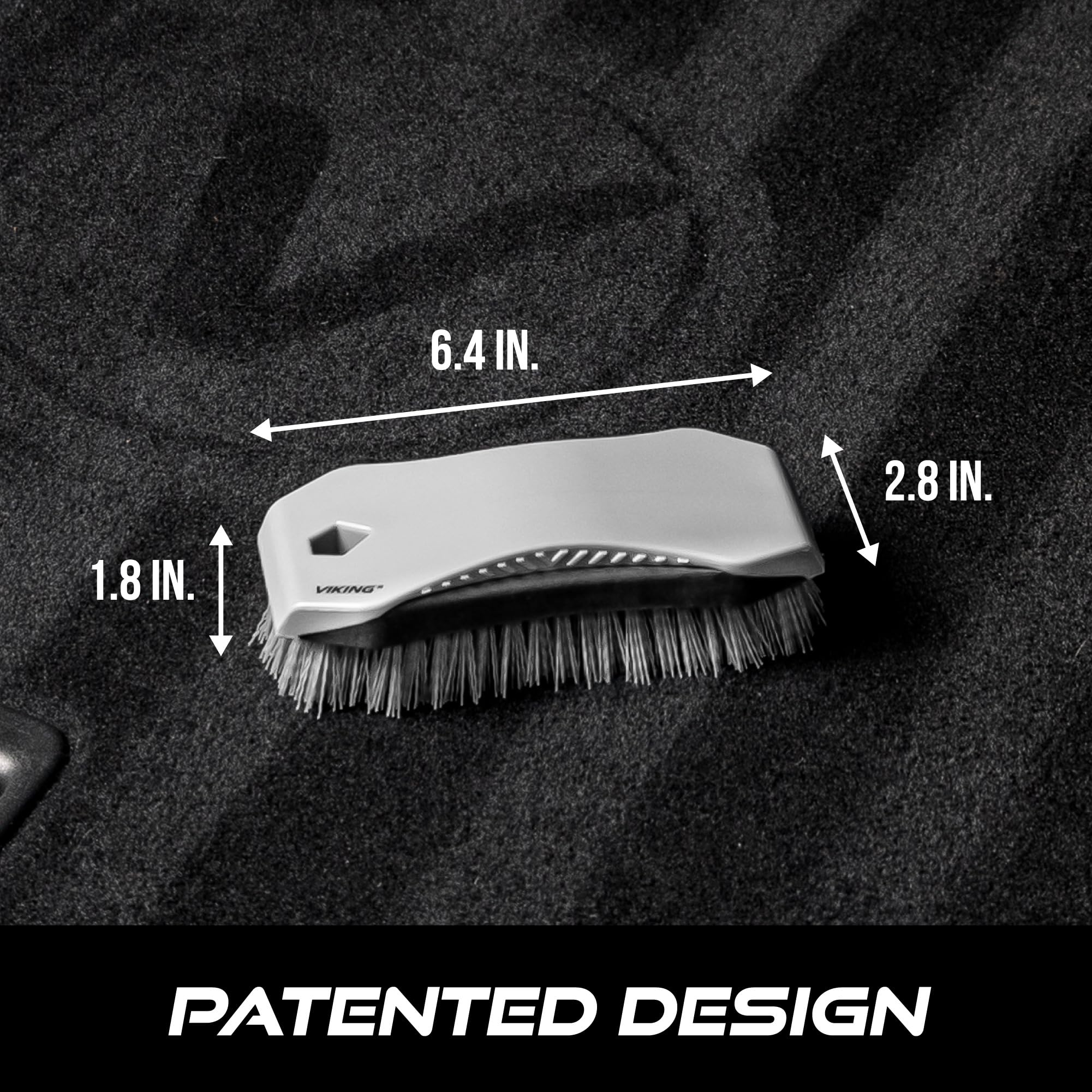 VIKING Carpet Cleaning and Scrub Brush for Floor Mats, Cleaning Brush for Car Interior and Home, Grey, 6.4 x 2.8 x 1.8 Inch - Image 4
