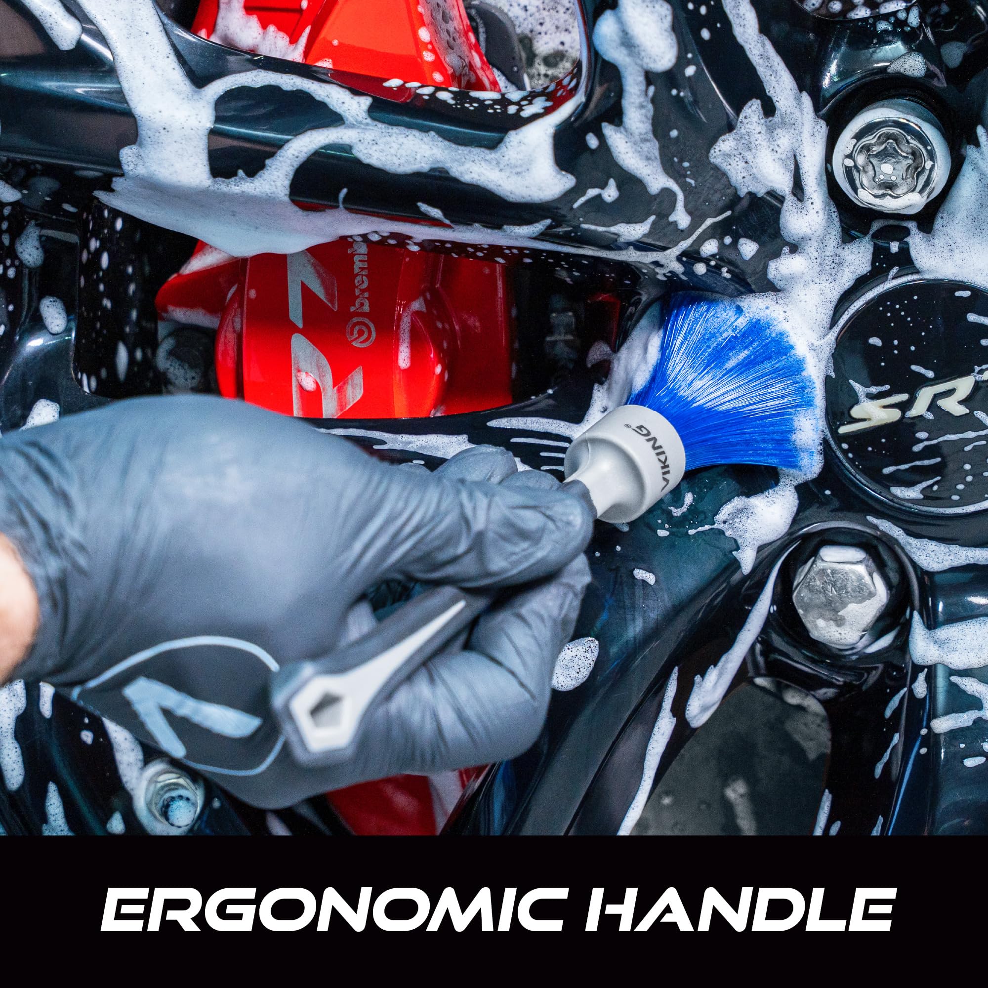 VIKING Cleaning Brush for Lug Nuts, Wheel Brush for Car Detailing Kit, Grey, 8.5 Inch x 1 Inch - Image 3