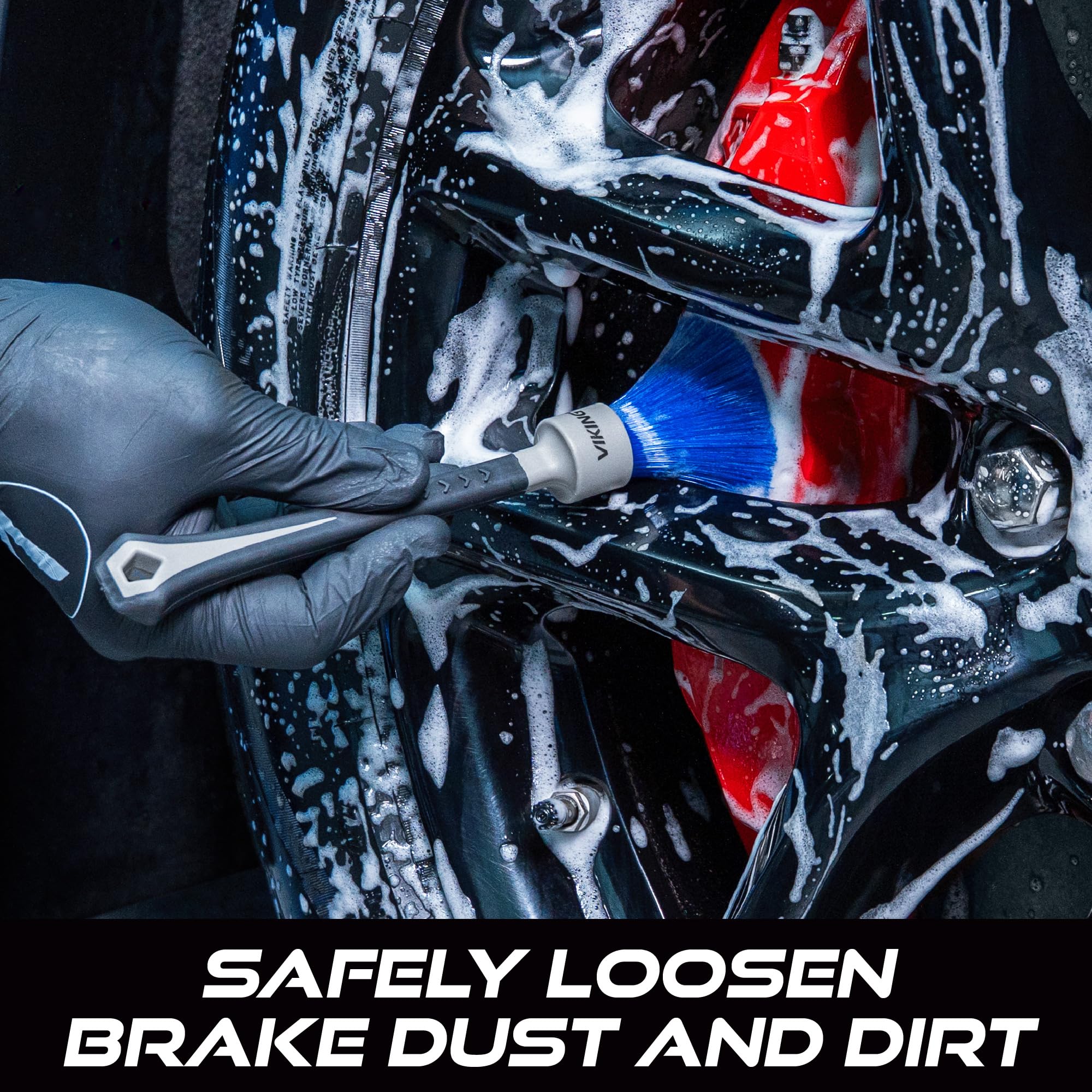 VIKING Cleaning Brush for Lug Nuts, Wheel Brush for Car Detailing Kit, Grey, 8.5 Inch x 1 Inch - Image 4