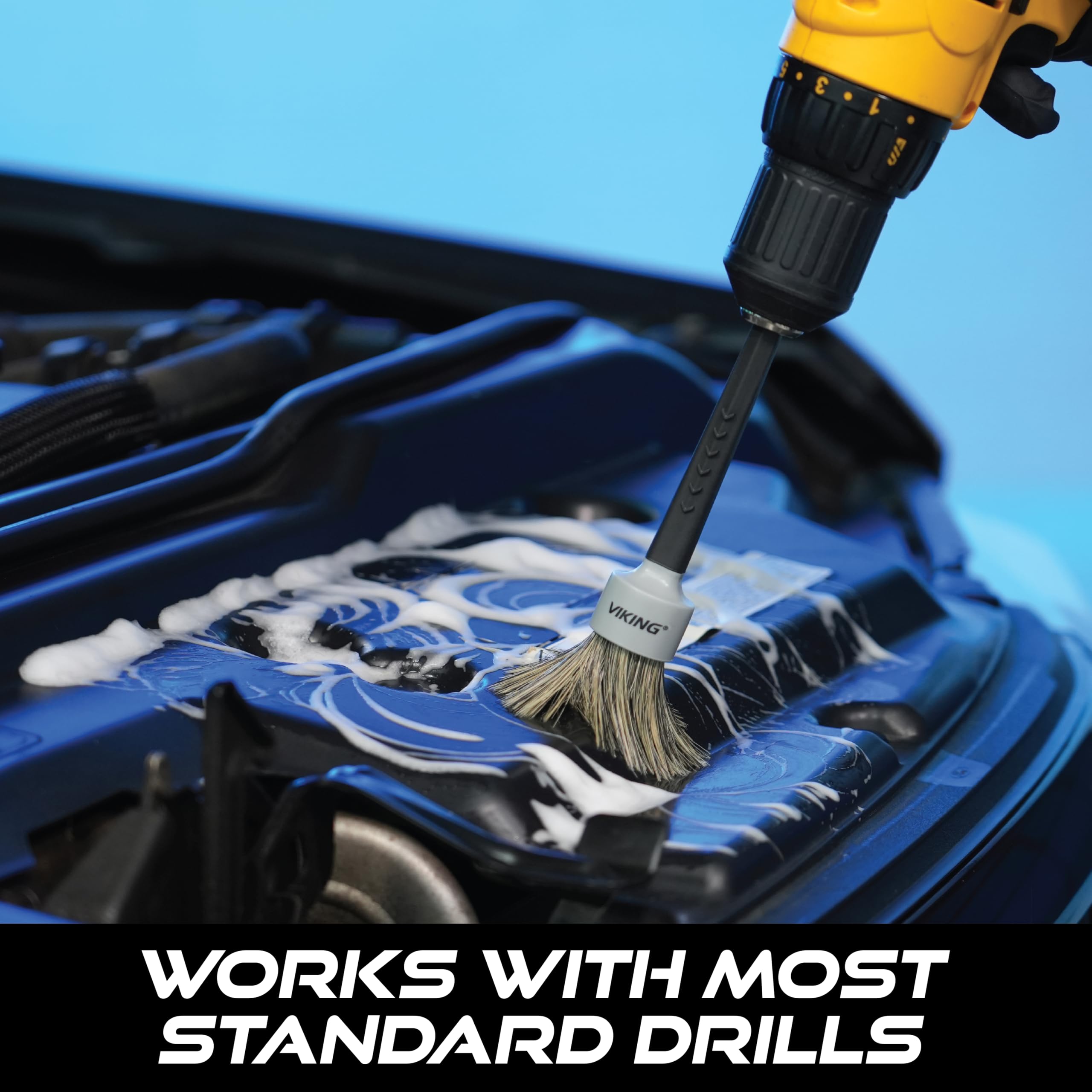 VIKING Drill Detail Brush Set, Professional 2 Pack with Super Soft Bristles for Interior, and Premium Bristle Blend for Exterior Detailing and Car Detailing Kit - Image 4