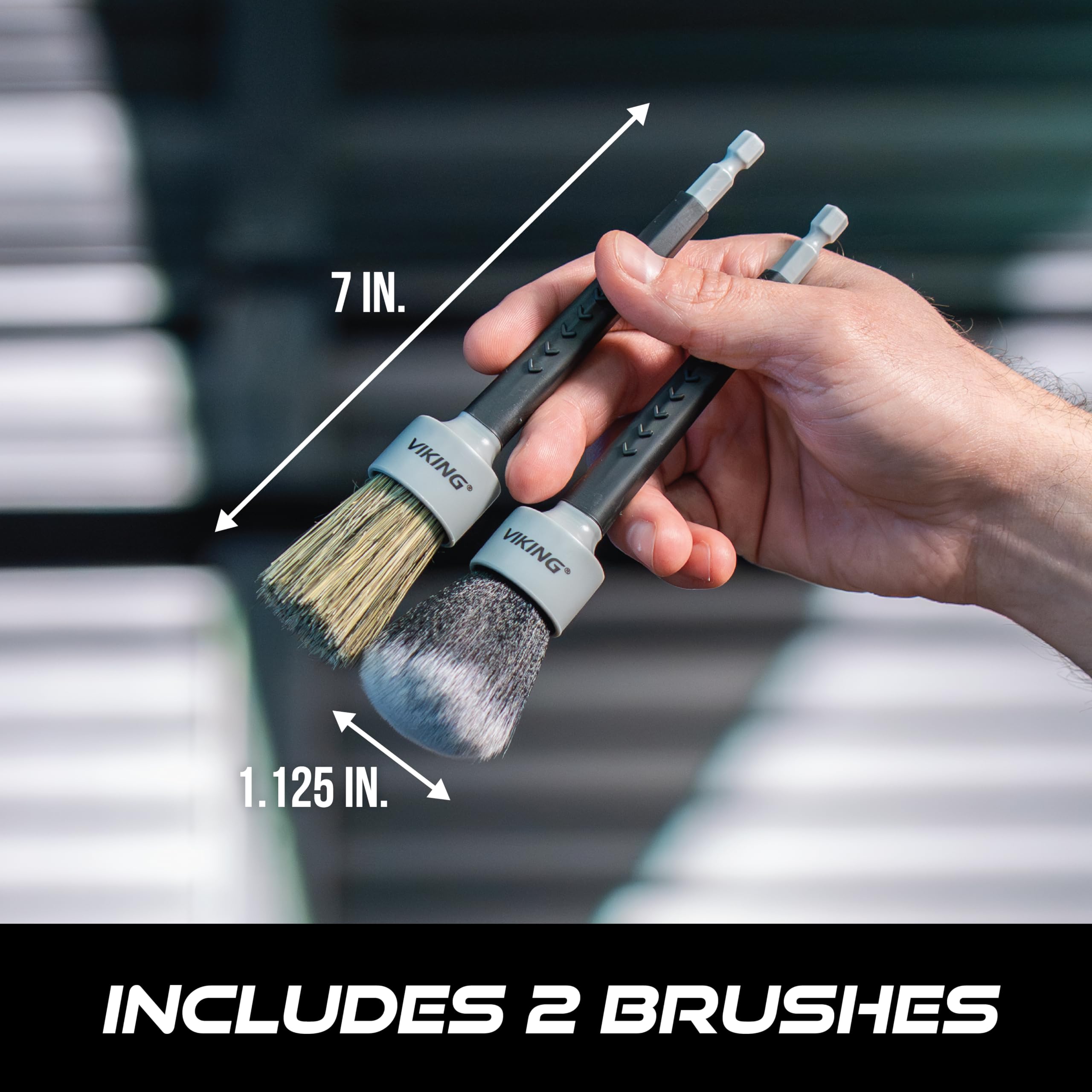 VIKING Drill Detail Brush Set, Professional 2 Pack with Super Soft Bristles for Interior, and Premium Bristle Blend for Exterior Detailing and Car Detailing Kit - Image 6