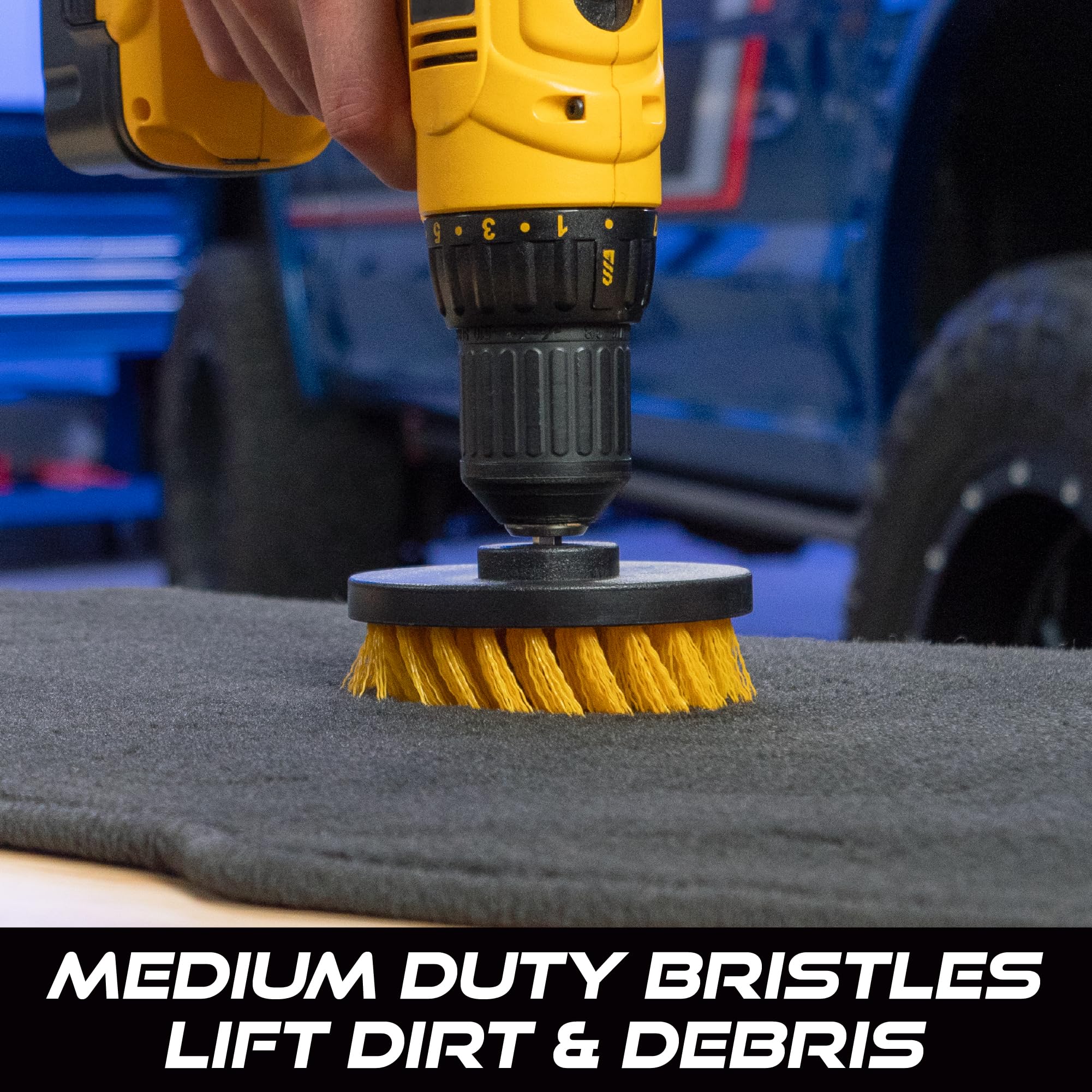 VIKING Drill Powered Carpet Cleaning Brushes for Car, Interior Cleaning Brush, Black and Yellow, 2 Pack - Image 3