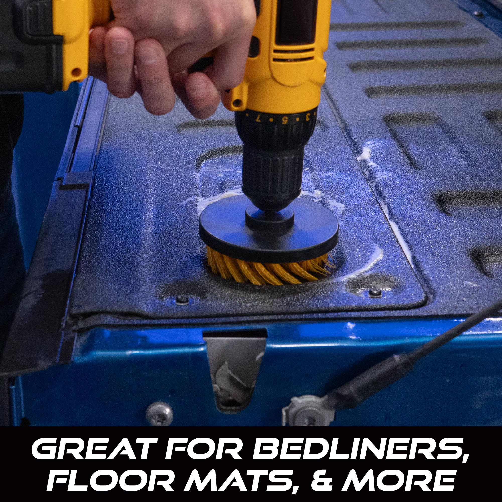 VIKING Drill Powered Carpet Cleaning Brushes for Car, Interior Cleaning Brush, Black and Yellow, 2 Pack - Image 5