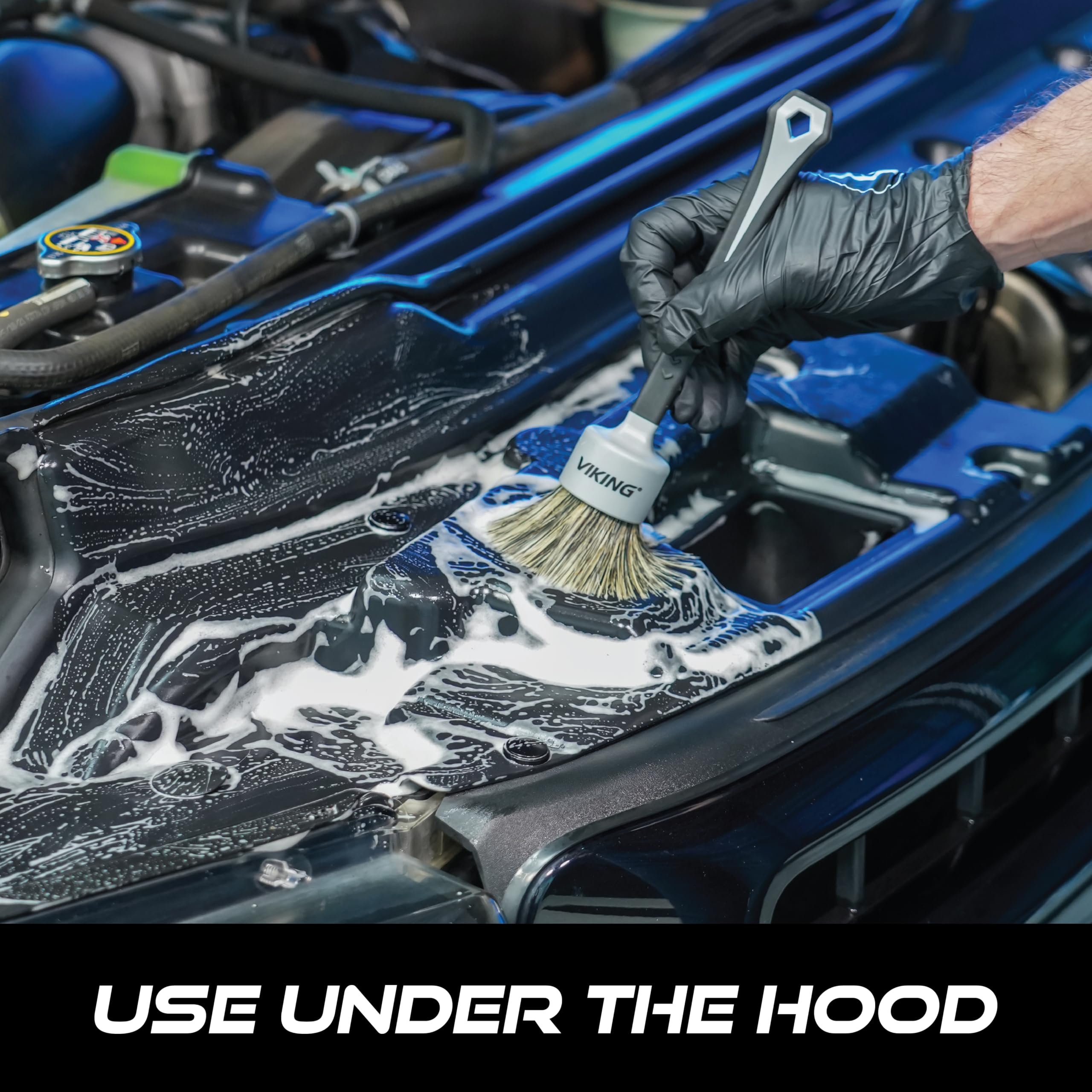 VIKING Exterior Detailing Brushes, Premium Boars Hair and Synthetic Bristles for Car Detailing Kit, Includes 2 Brush Head Diameters, 1 Inch and 1.5 Inch Brush Set - Image 4