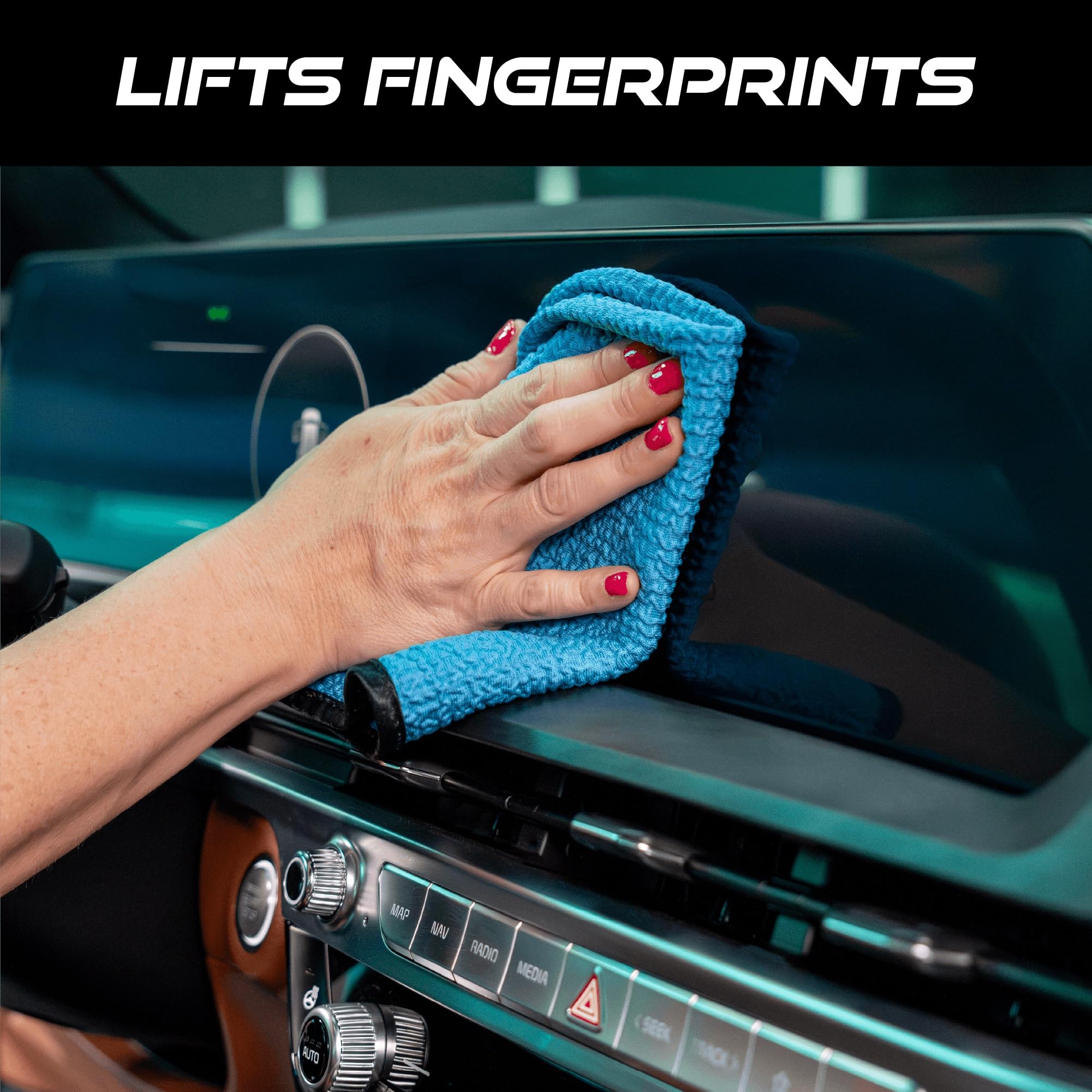 VIKING Glass Microfiber Cleaning Cloth for Car and Home 2 Pack, Glass Towels for Mirror, and Picture Frames, and Car Detailing Kit, 16 inch x 16 inch, Blue - Image 3