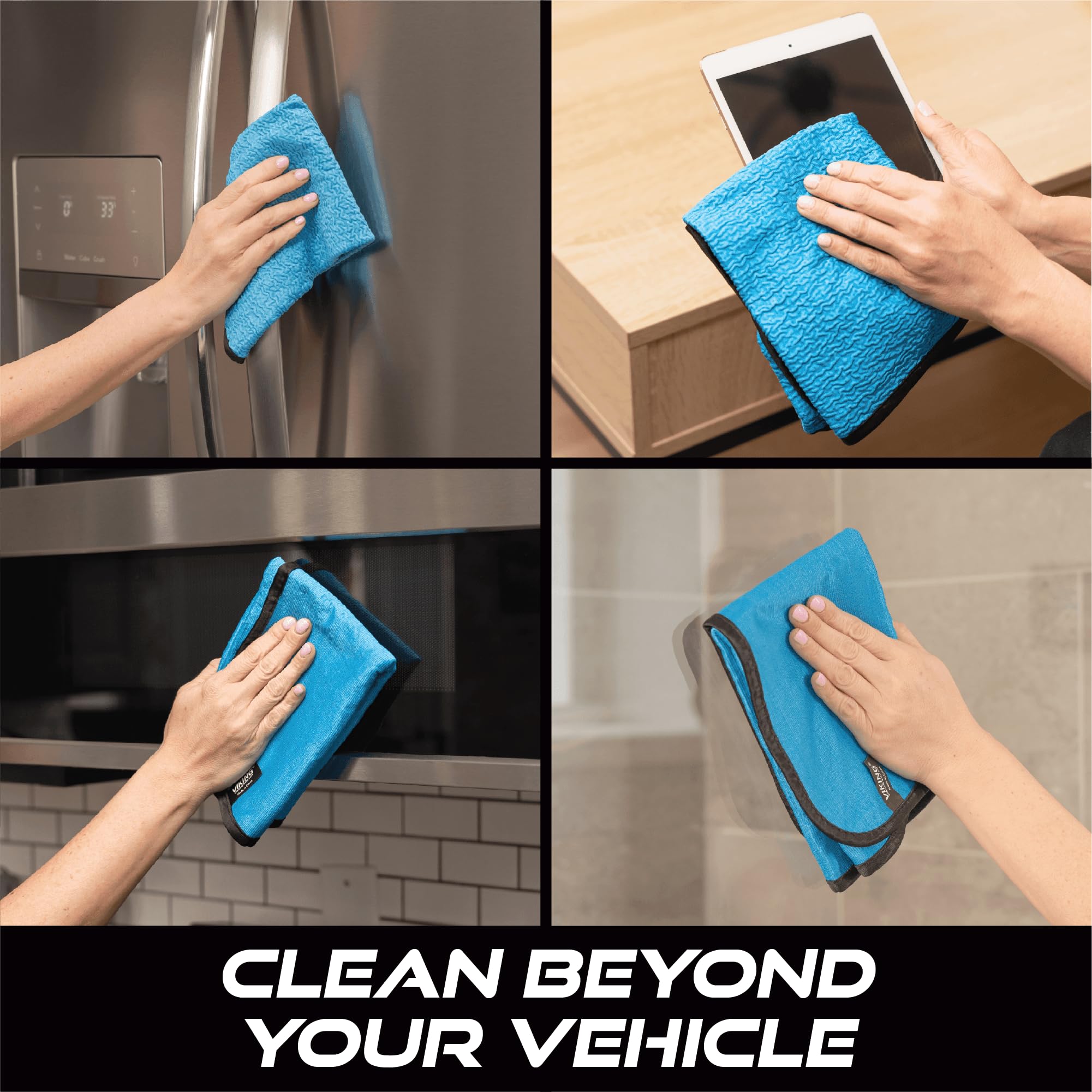 VIKING Glass Microfiber Cleaning Cloth for Car and Home 2 Pack, Glass Towels for Mirror, and Picture Frames, and Car Detailing Kit, 16 inch x 16 inch, Blue - Image 7