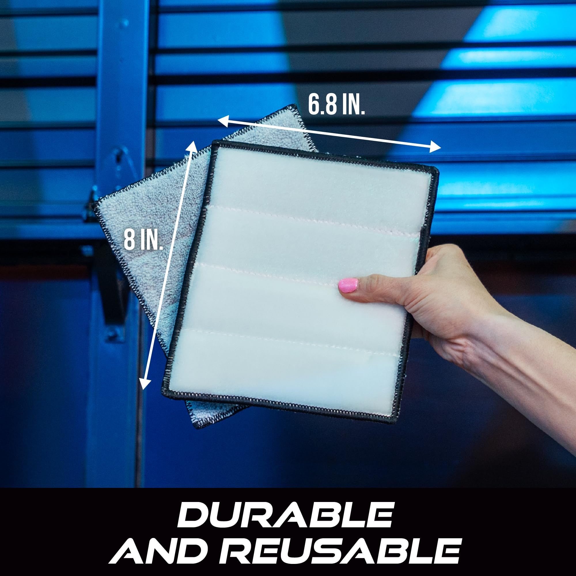 VIKING Microfiber Car Interior Cleaner Pads with Foam Core for Car Detailing Kit and Home, Microfiber and Nylon Bristles, Grey & White, 8 inch x 6.8 inch, 2 Pack - Image 6