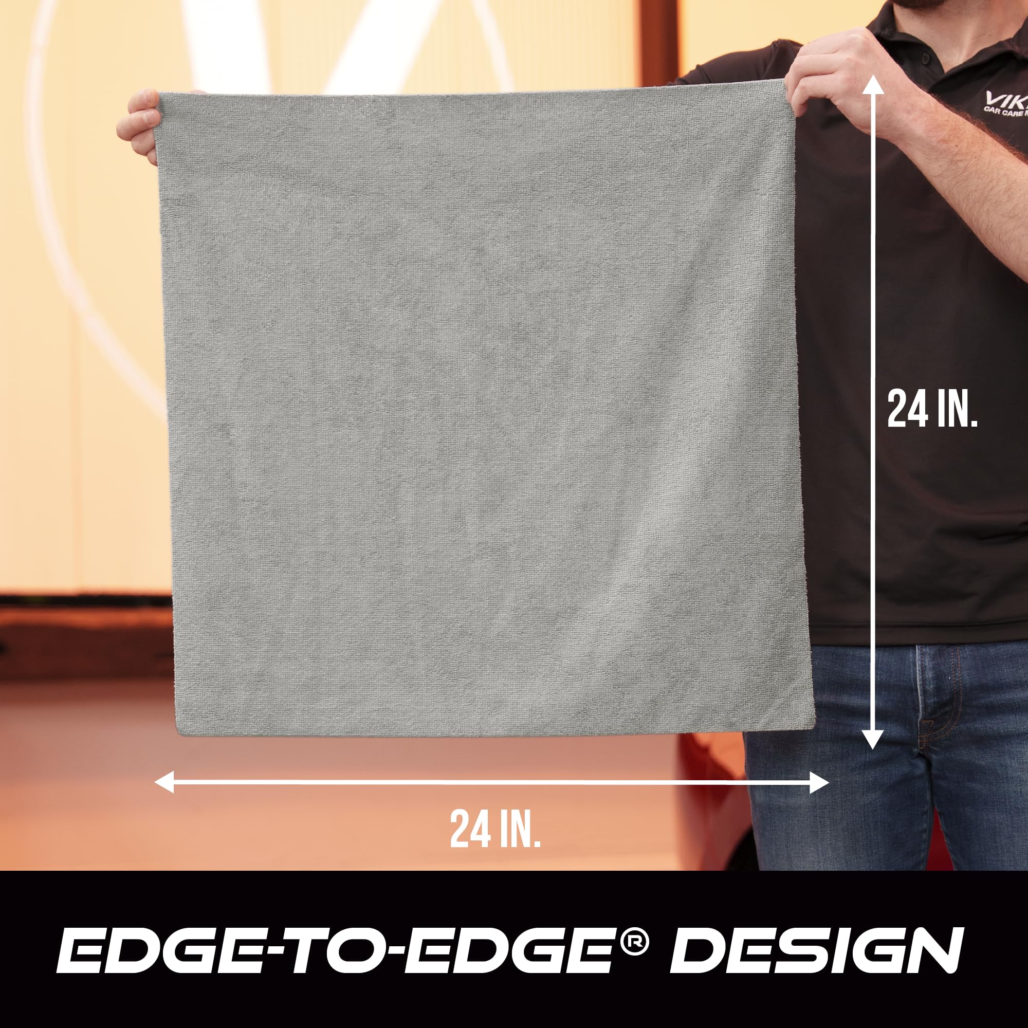 VIKING Microfiber Towel 12 Pack, Utility Car Drying Towels, Premium, Super Absorbent, Grey, 24 Inch x 24 Inch - Image 6