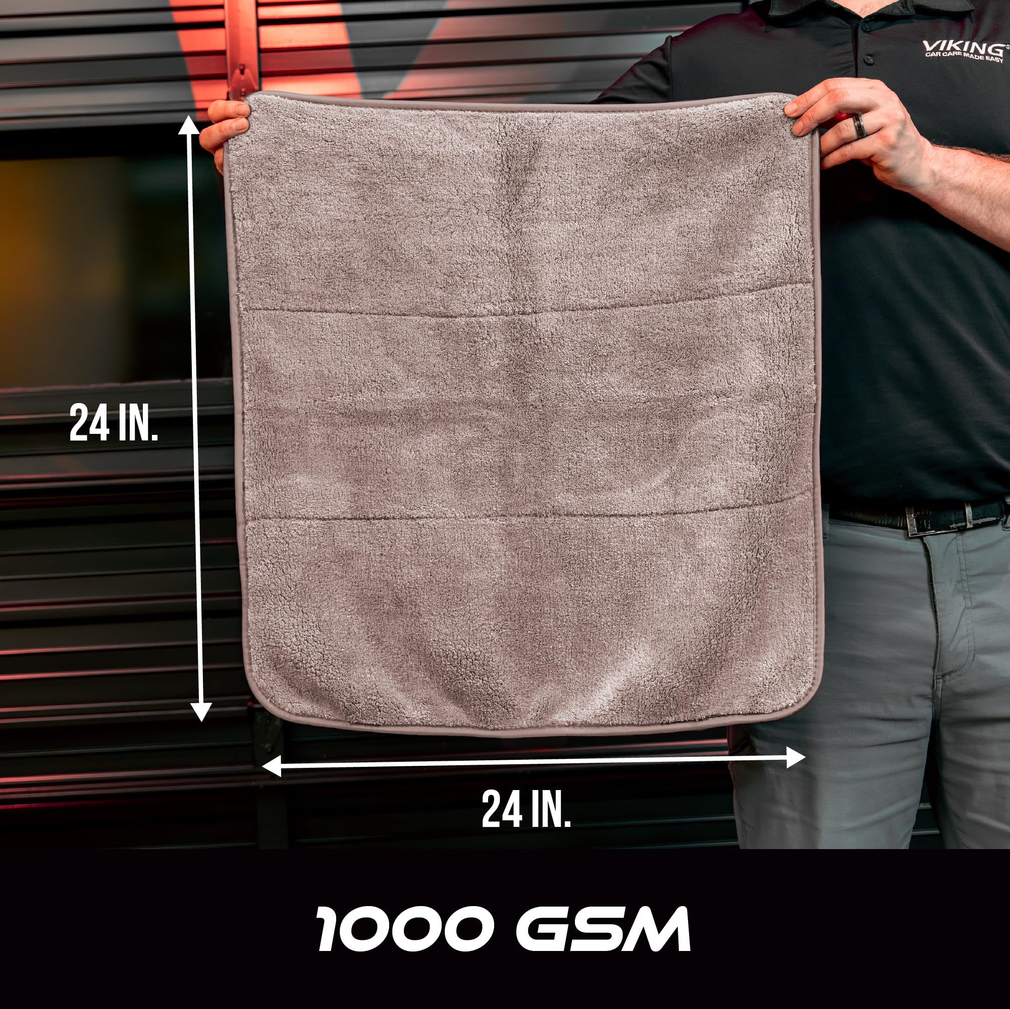 VIKING Microfiber Towel, Premium Car Drying Towel, Soft, Super Absorbent, Thick 1000gsm for Car Detailing Kit, Grey, 24 Inch x 24 Inch, 1 Pack - Image 6