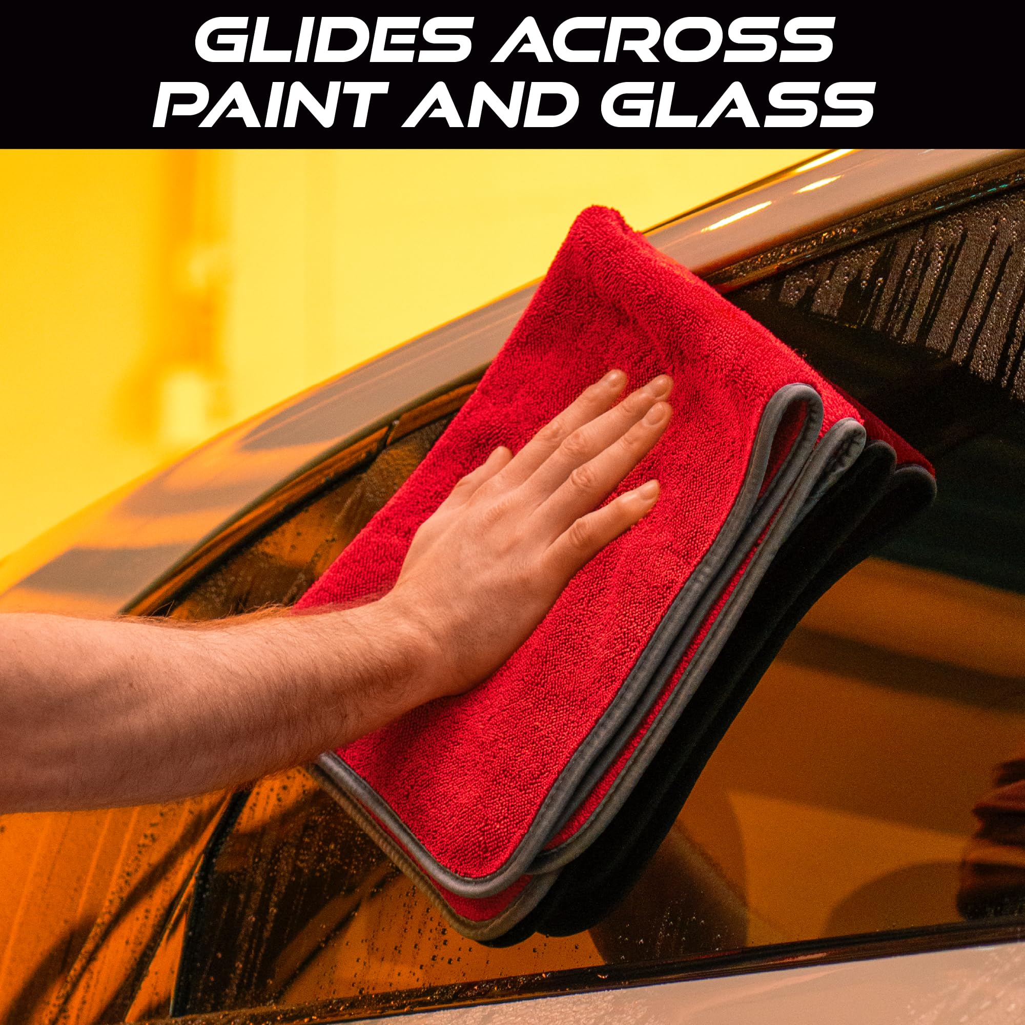 VIKING Microfiber Towel, Premium Car Drying Towel, Twisted Loop, Soft and Super Absorbent, Thick 1000gsm for Car Detailing Kit, Red, 24 Inch x 24 Inch, 1 Pack - Image 5