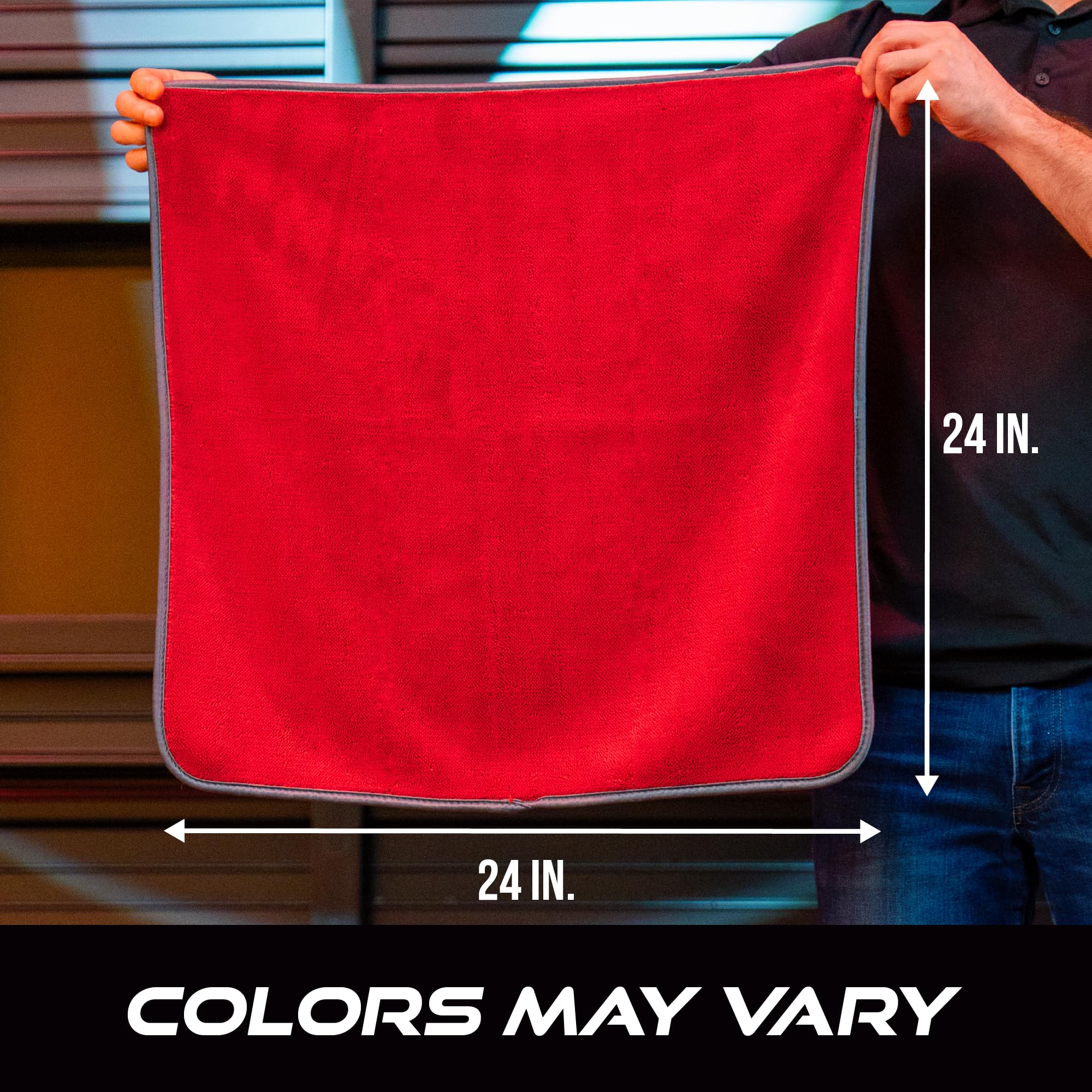 VIKING Microfiber Towel, Premium Car Drying Towel, Twisted Loop, Soft and Super Absorbent, Thick 1000gsm for Car Detailing Kit, Red, 24 Inch x 24 Inch, 1 Pack - Image 6