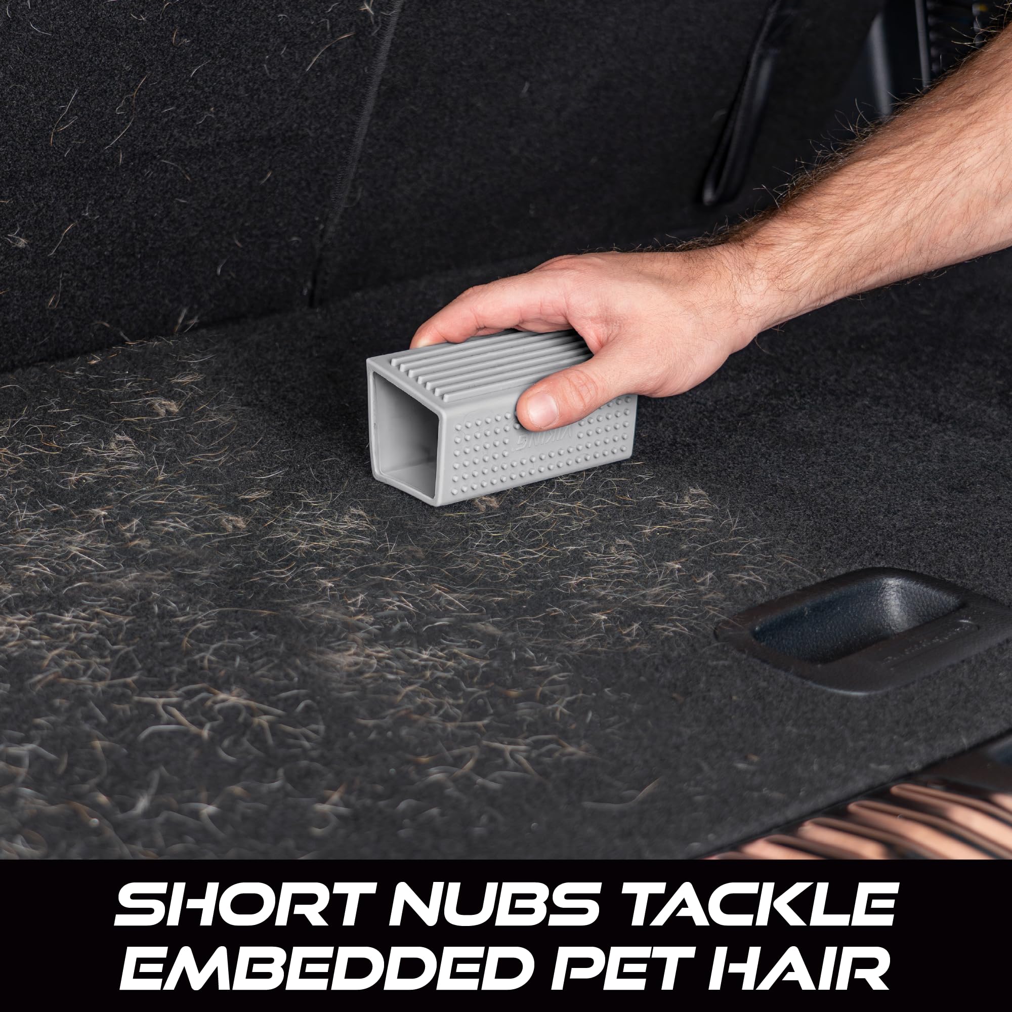 VIKING Pet Hair Remover for Car Detailing Kit, Reusable Dog and Cat Hair Remover, Silicone Brush for Carpet, Home, and Automotive Use, Grey, 4.8 x 2.5 x 3 Inch - Image 3