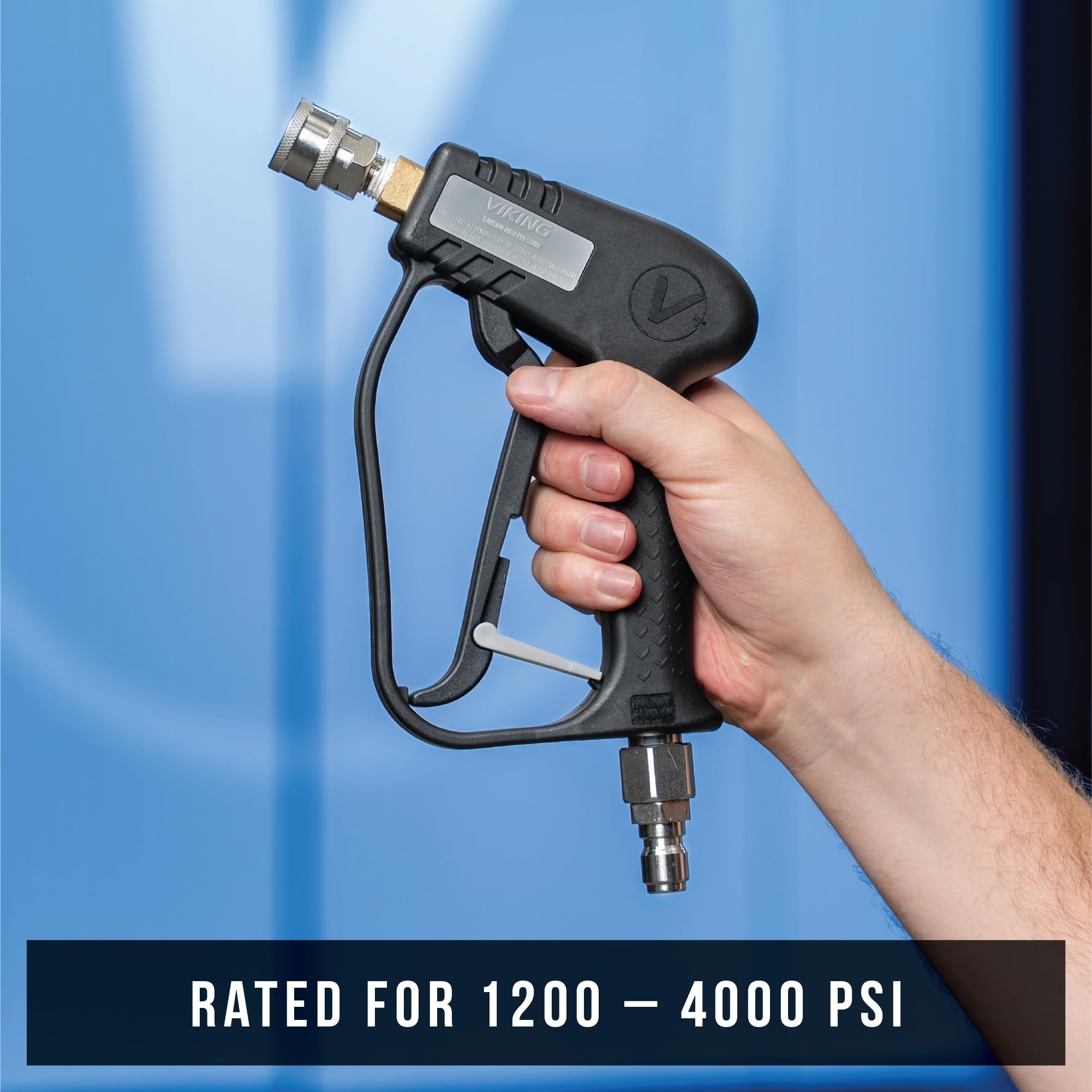 VIKING Premium Swivel Pressure Washer Gun, Short Handle with ¼” Quick Connect for a Gas or Electric Pressure Washer, Includes 3 Adapters and 2 Nozzles for Car Cleaning Kit - Image 8
