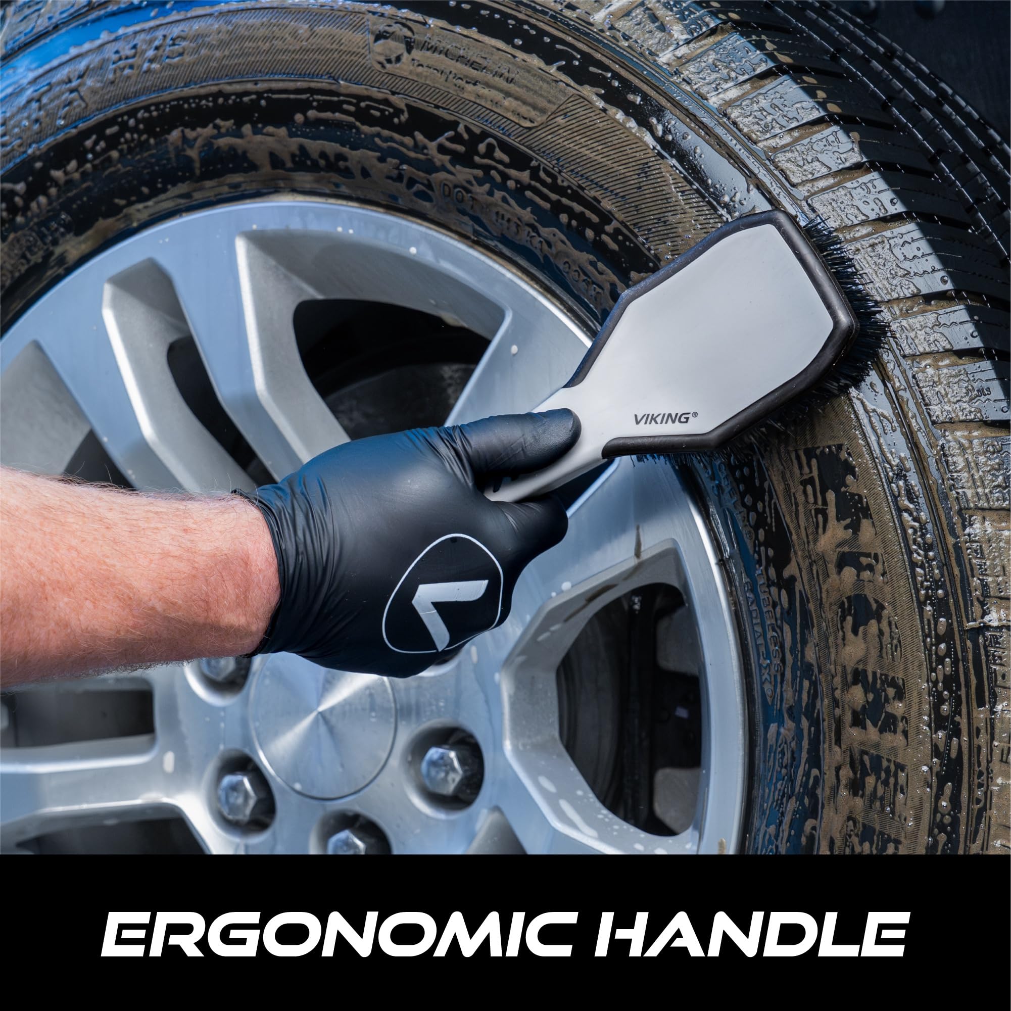 VIKING Tire Brush and Wheel Brush for Cleaning Car, Tires, Car Wash, Grey, 10.3 x 3.3 x 2.3 inch - Image 5