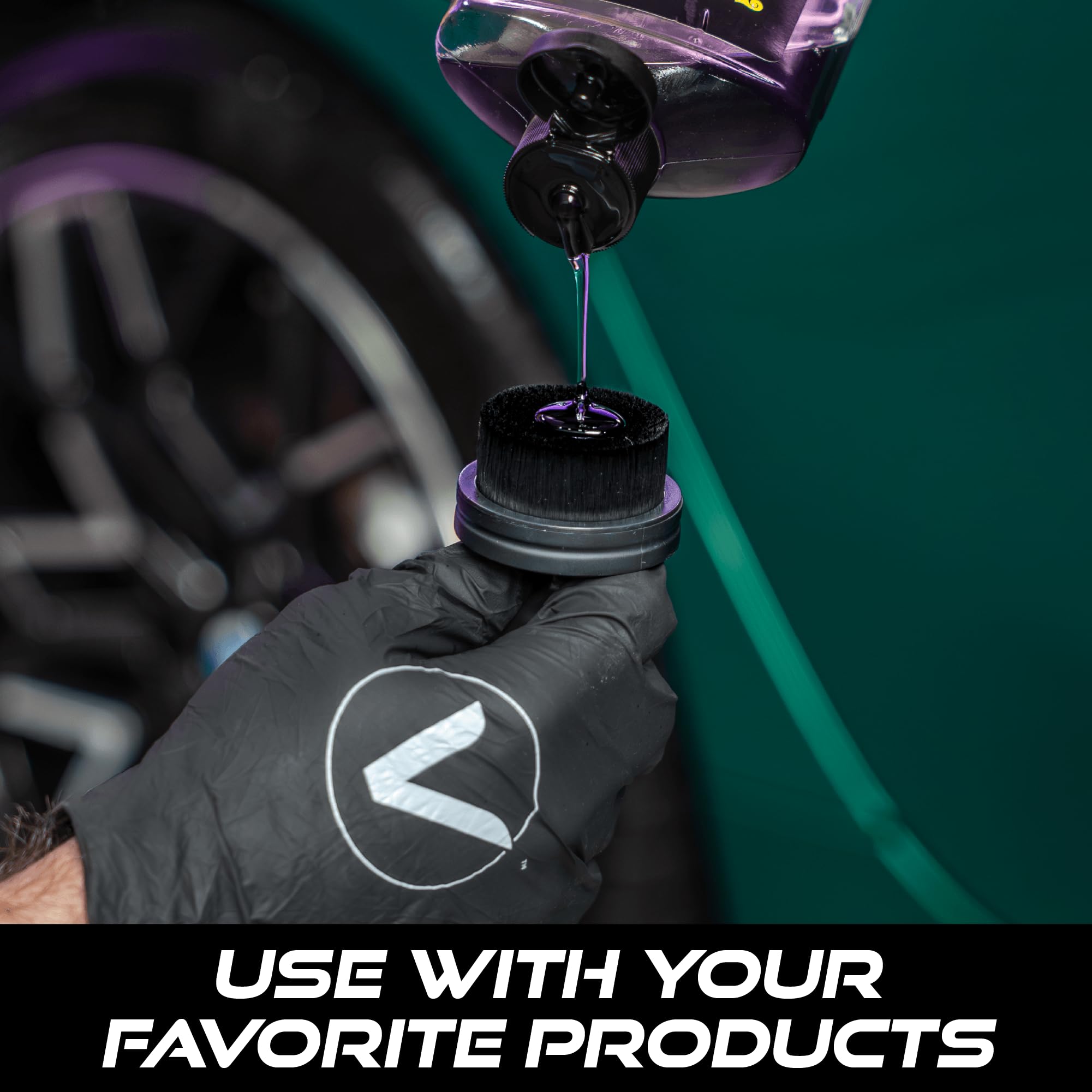 VIKING Tire Shine Applicator Brush, Automotive Tire Dressing Applicator Brush, Storage Stand Included for Detailing and Car Wash Kit, Black, 2.3 Inch Diameter - Image 5