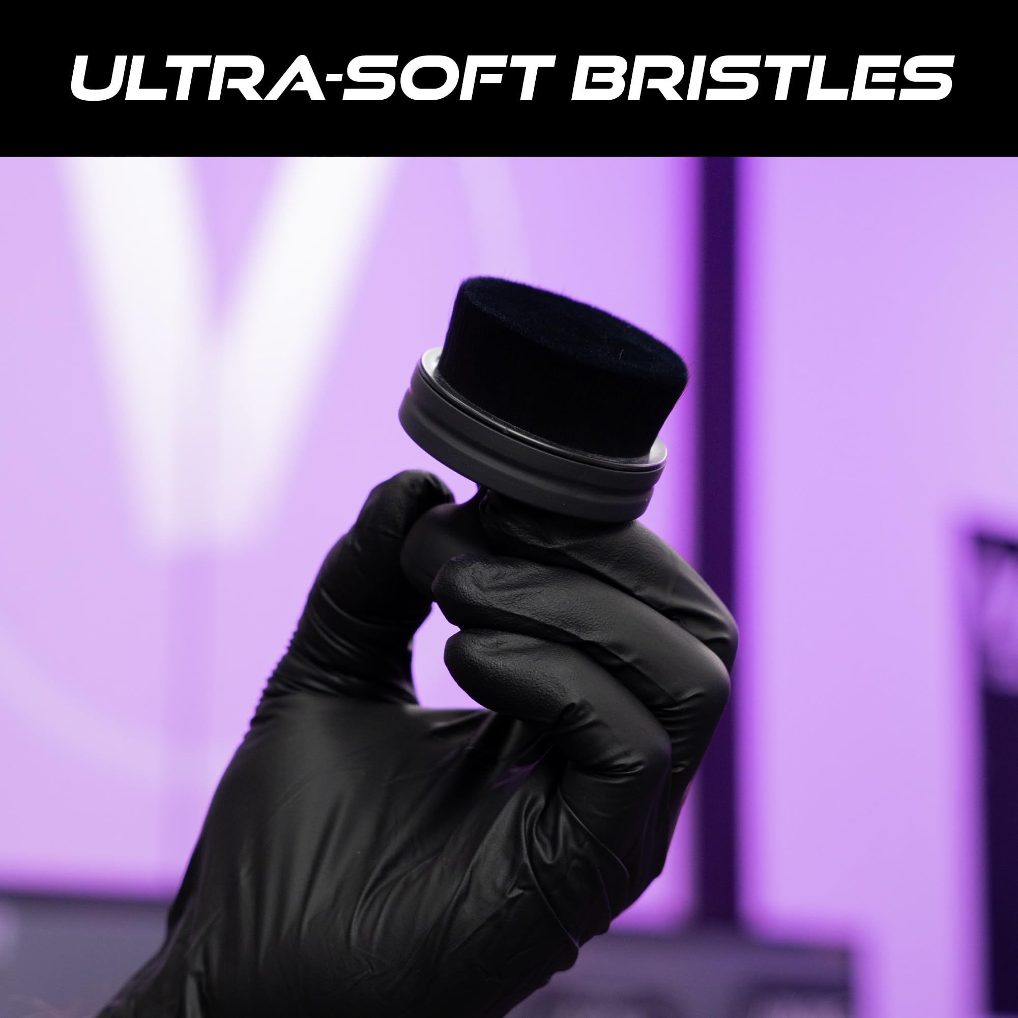 VIKING Tire Shine Applicator Brush, Automotive Tire Dressing Applicator Brush, Storage Stand Included for Detailing and Car Wash Kit, Black, 2.3 Inch Diameter - Image 6