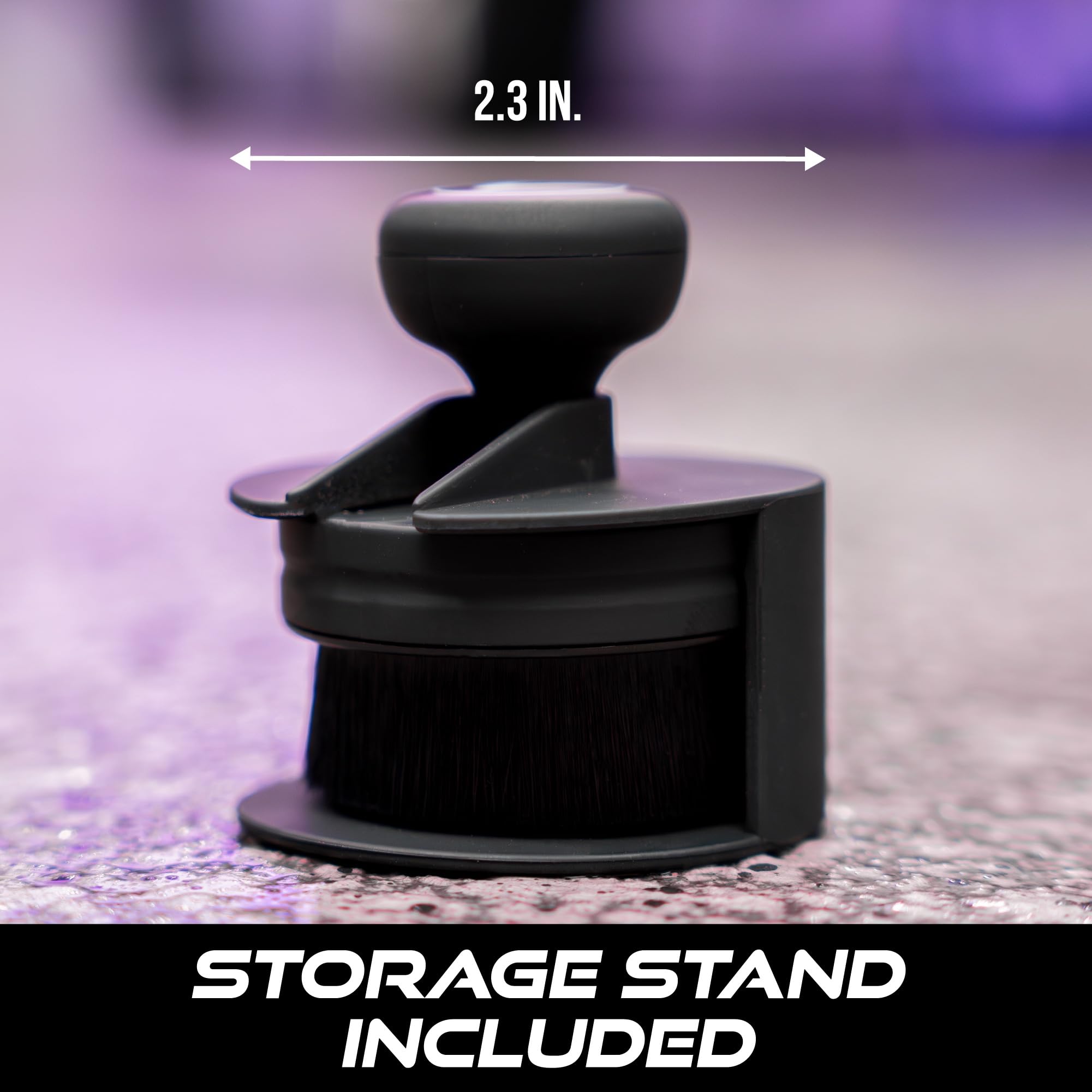 VIKING Tire Shine Applicator Brush, Automotive Tire Dressing Applicator Brush, Storage Stand Included for Detailing and Car Wash Kit, Black, 2.3 Inch Diameter - Image 8