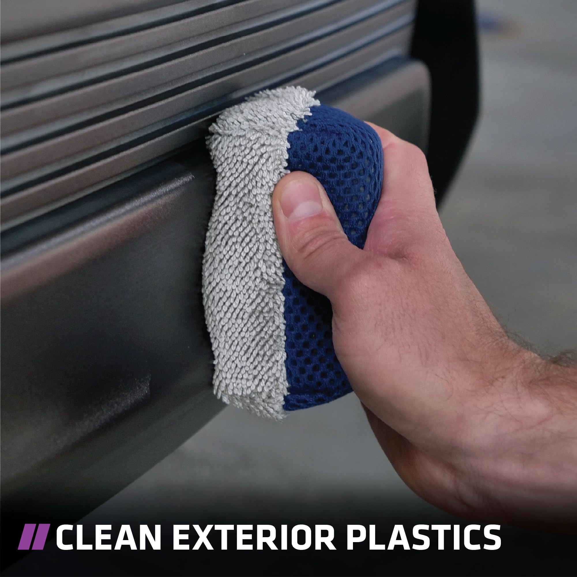 VIKING Tire Shine Applicator Sponges, Multi-Purpose Mesh and Microfiber Applicator Pad for Car Detailing, Blue and Grey, 2 Pack - Image 5