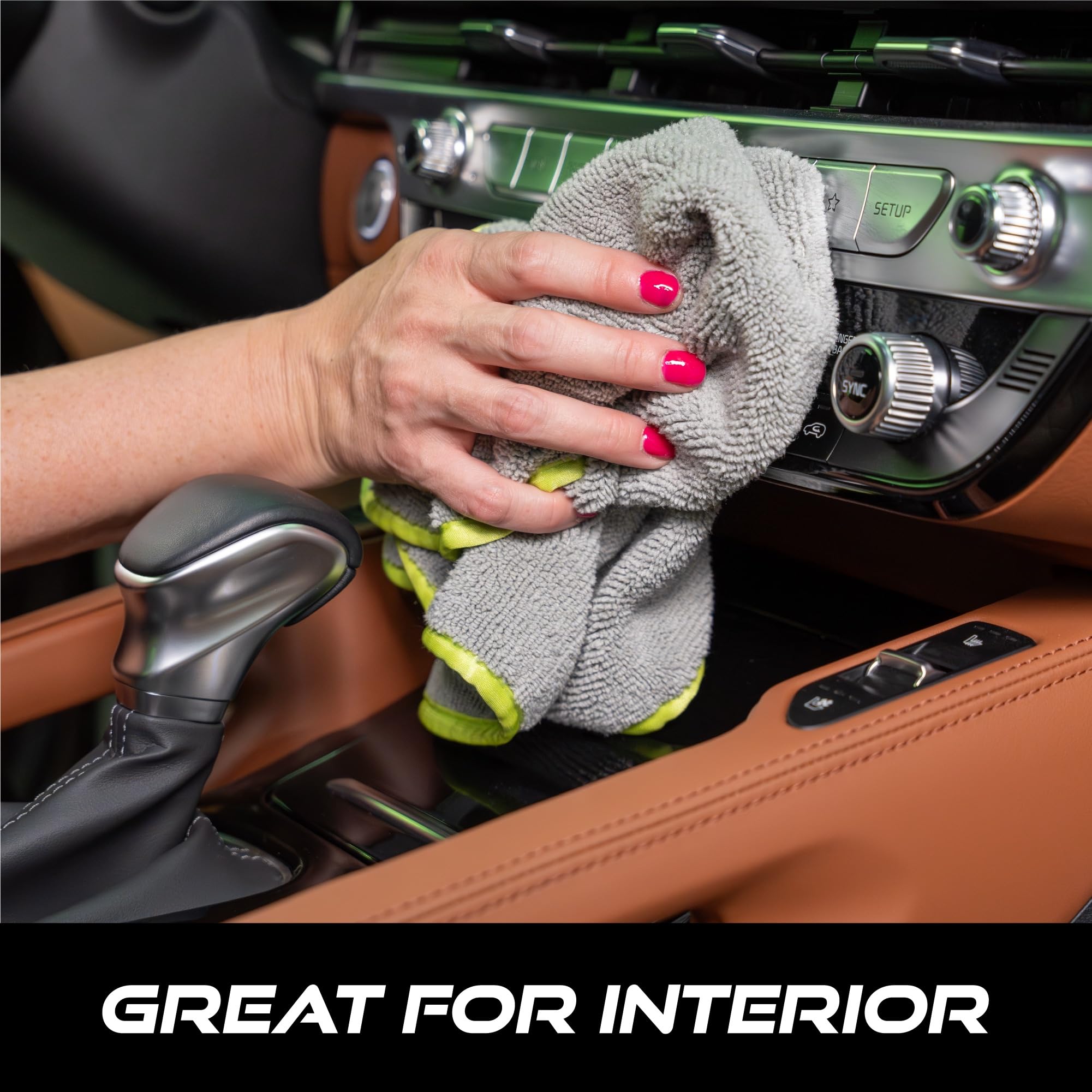 VIKING Utility Microfiber Towel for Car Interior and Exterior Use, Professional Towels for Detailing and Car Wash Kit, 350gsm, Grey, 16 Inch x 16 Inch, 8 Pack - Image 4