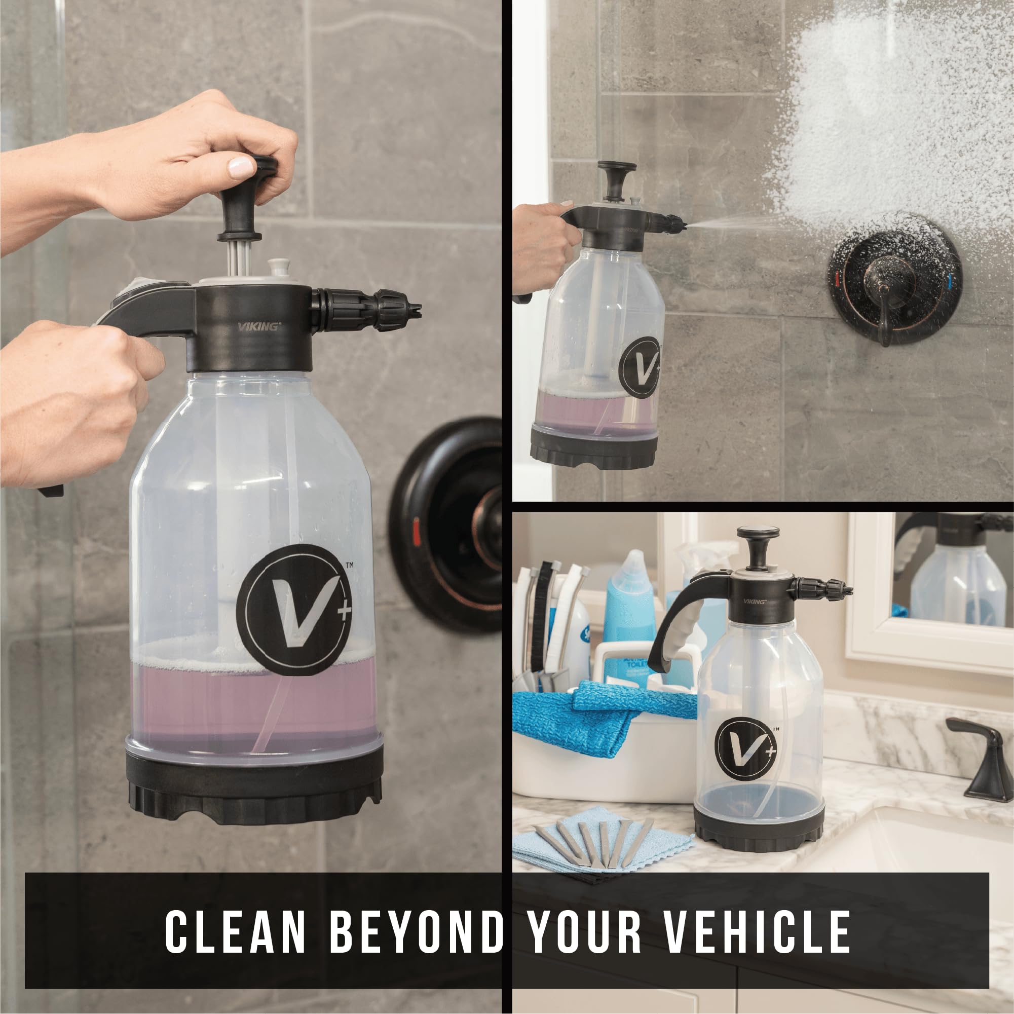 VIKING V+ Premium Foam Pump Sprayer for Car Cleaning Kit and Car Detailing Kit, Foaming Spray Bottle with Trigger Lock, Adjustable Nozzle; Clear Canister with Level Indicators; 1.25L Working Capacity - Image 6