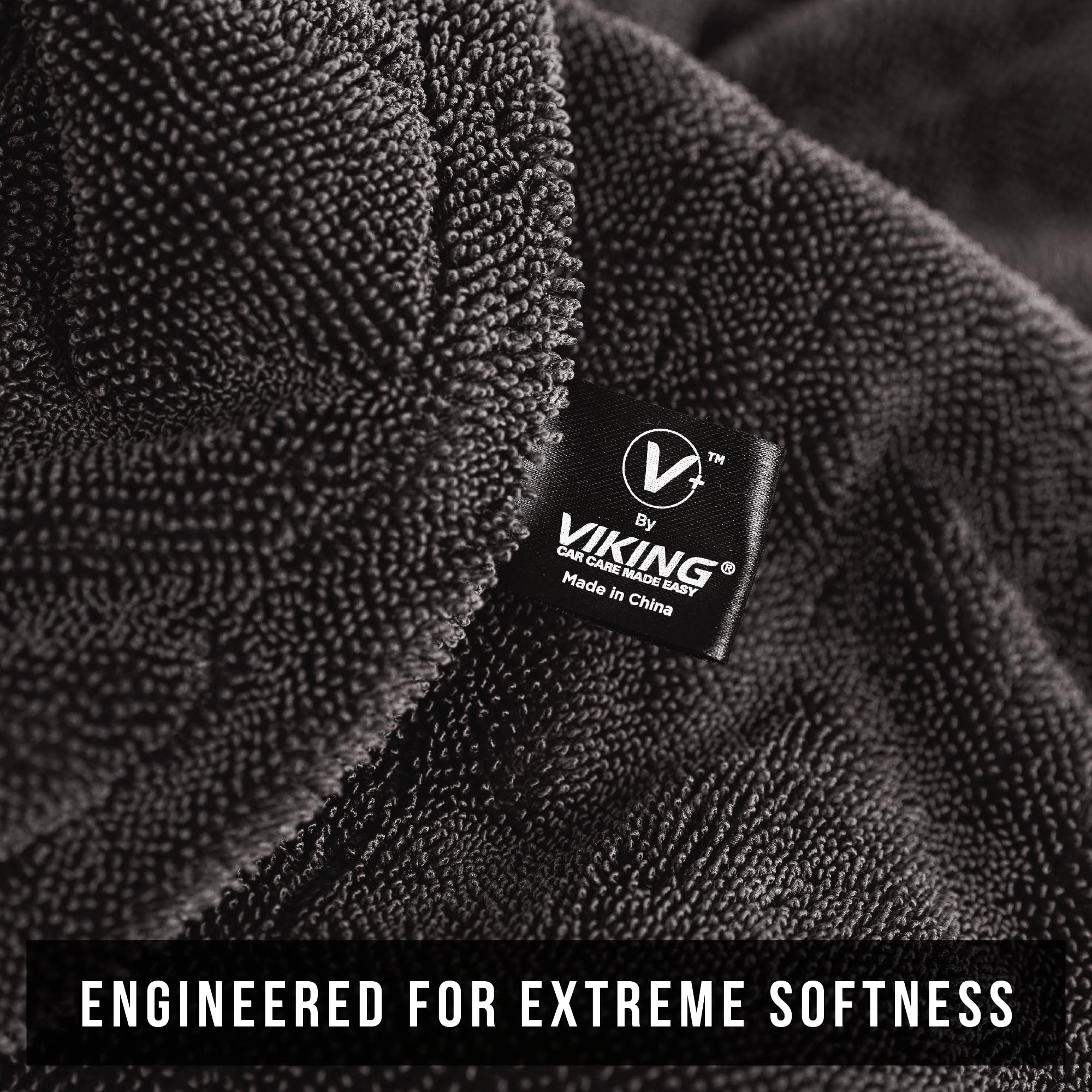 VIKING V+ Premium Microfiber Towel for Car Drying, Twisted Loop, Soft and Super Absorbent, Thick 1200gsm Towel for Car Detailing Kit, Grey, 24 Inch x 36 Inch, 1 Pack - Image 4