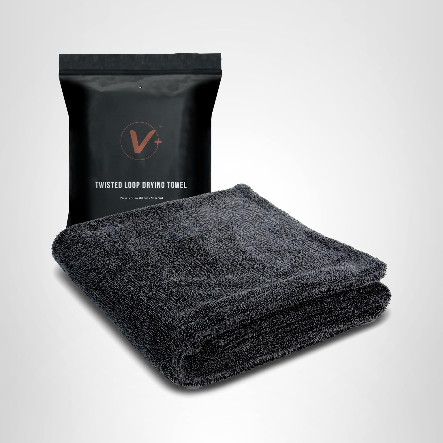 VIKING V+ Premium Microfiber Towel for Car Drying, Twisted Loop, Soft and Super Absorbent, Thick 1200gsm Towel for Car Detailing Kit, Grey, 24 Inch x 36 Inch, 1 Pack - Image 8