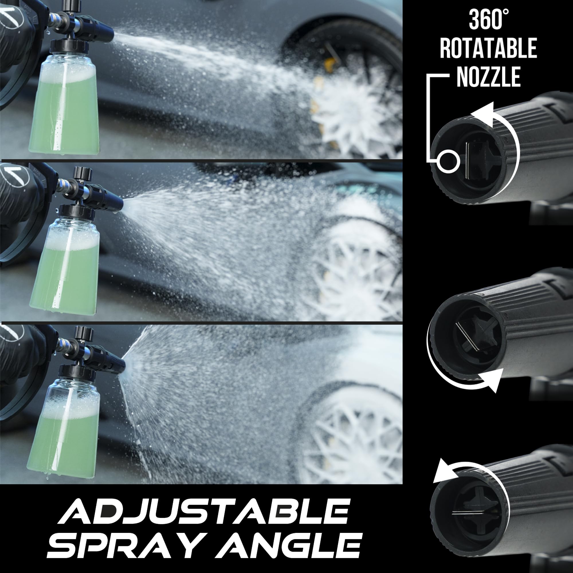 VIKING Professional Foam Cannon for Car, Adjustable Spray Nozzle, 1.1 Liter Soap Canister, 1/4" Quick Connect Plug for Pressure Washer and Car Detailing Kit - Image 4