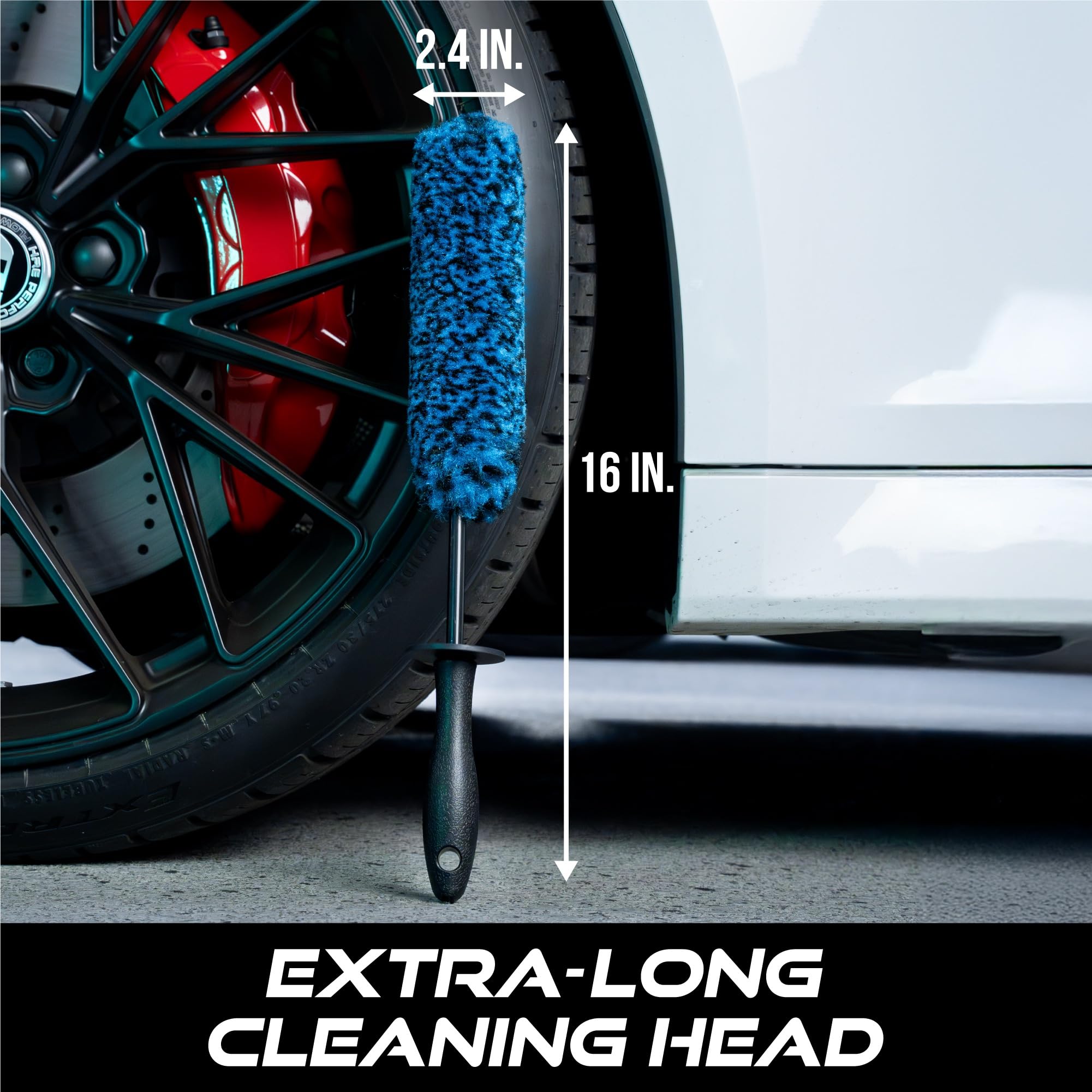 VIKING Wheel Barrel Brush, Cleaning Brush for Wheels and Car Detailing Kit, Regular Diameter, 16 Inch Length, Teal, 1 Pack - Image 6