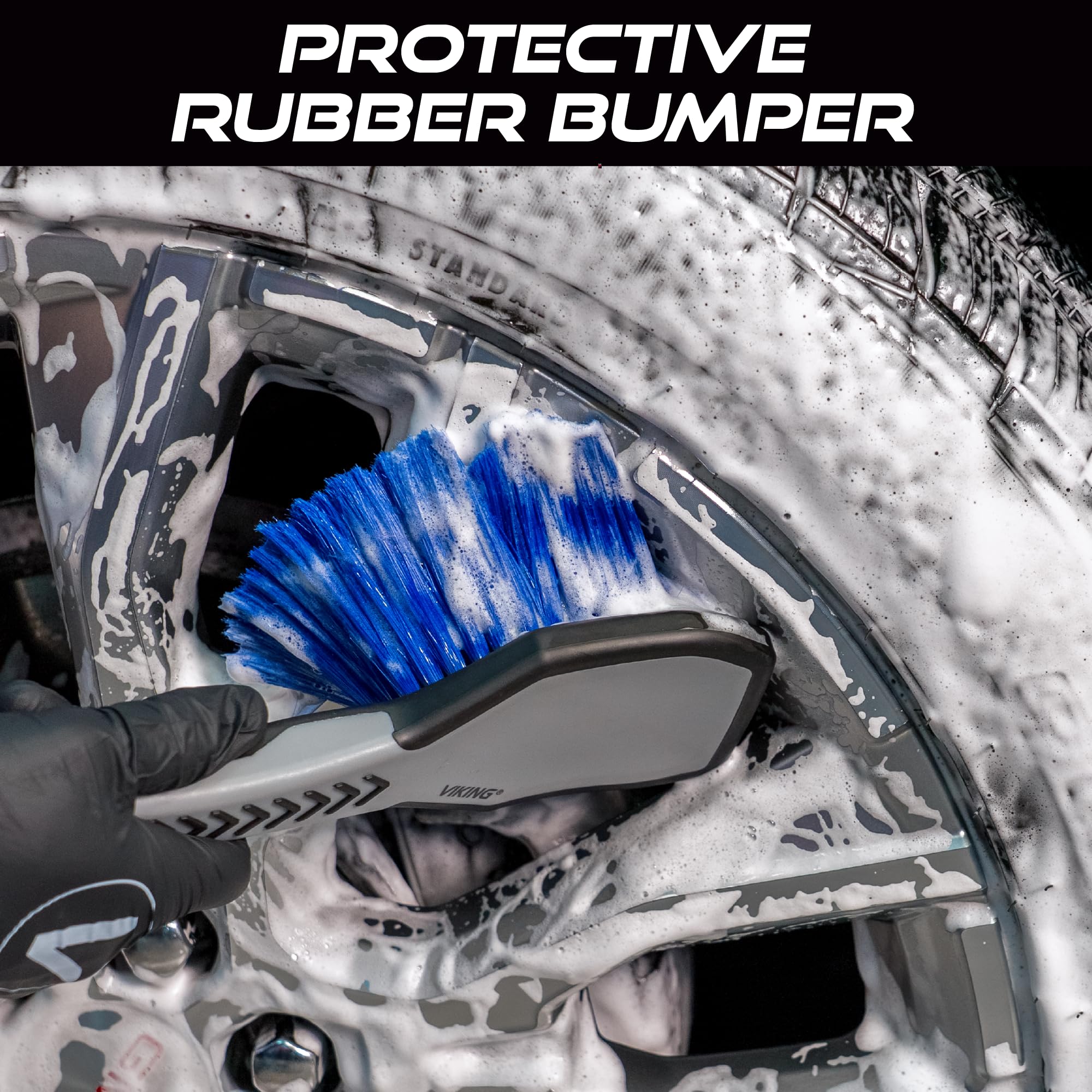 VIKING Wheel Brush for Rims, Cleaning Brush for Tires, Grey, 10.3 x 3.3 x 3.8 Inch - Image 3