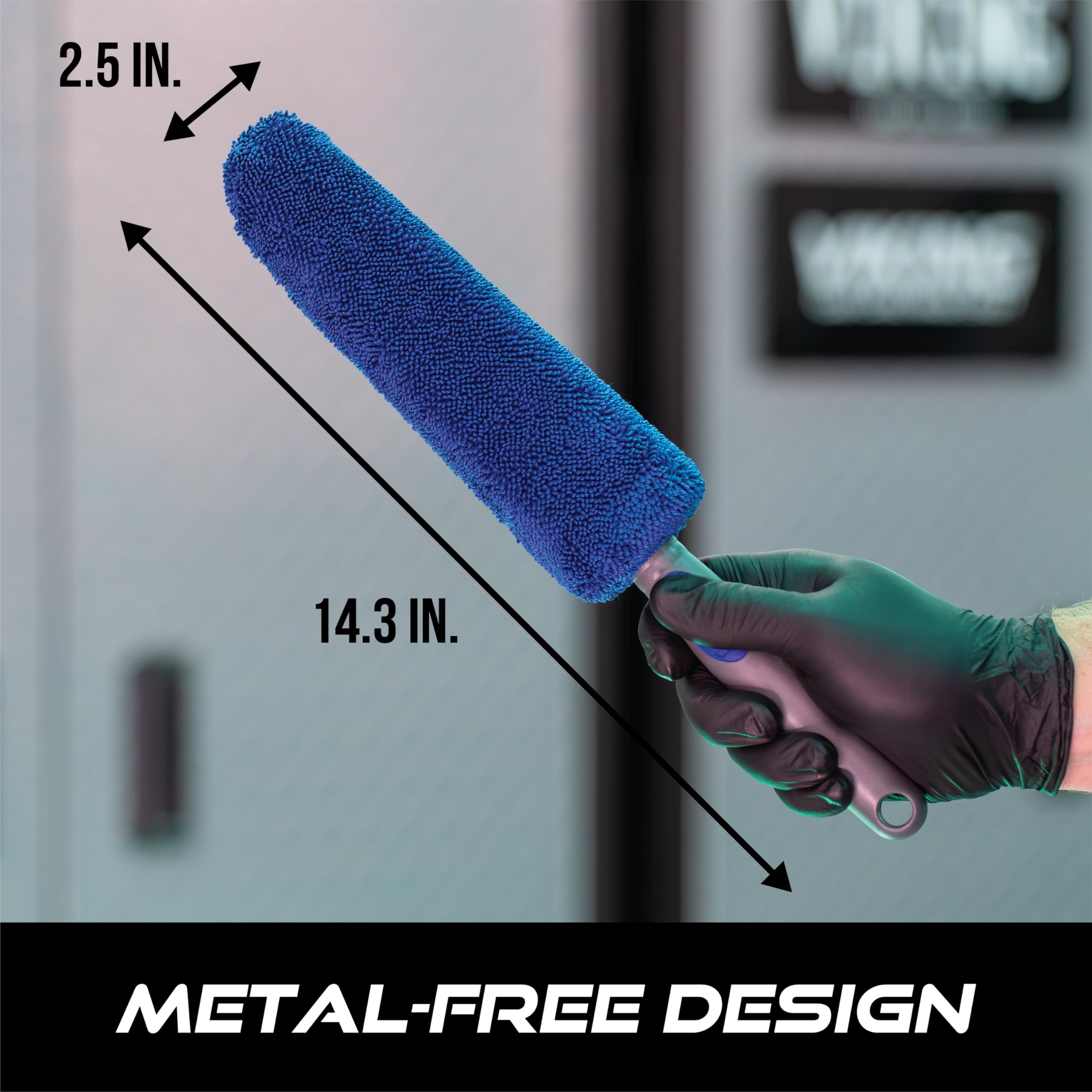 VIKING Wheel Brush or Rim Brush for Car, Metal Free, Blue, 2.5 Inch x 14.3 Inch - Image 3