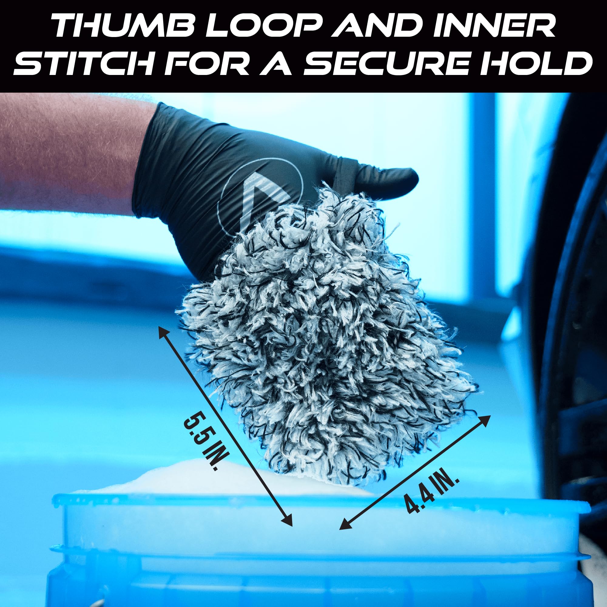 VIKING Wheel Cleaner Mitts for Car, Microfiber Wheel Cleaner for Car Detailing and Rims, Black and White, 5.5 Inch x 4.4 Inch, 2 Pack - Image 6